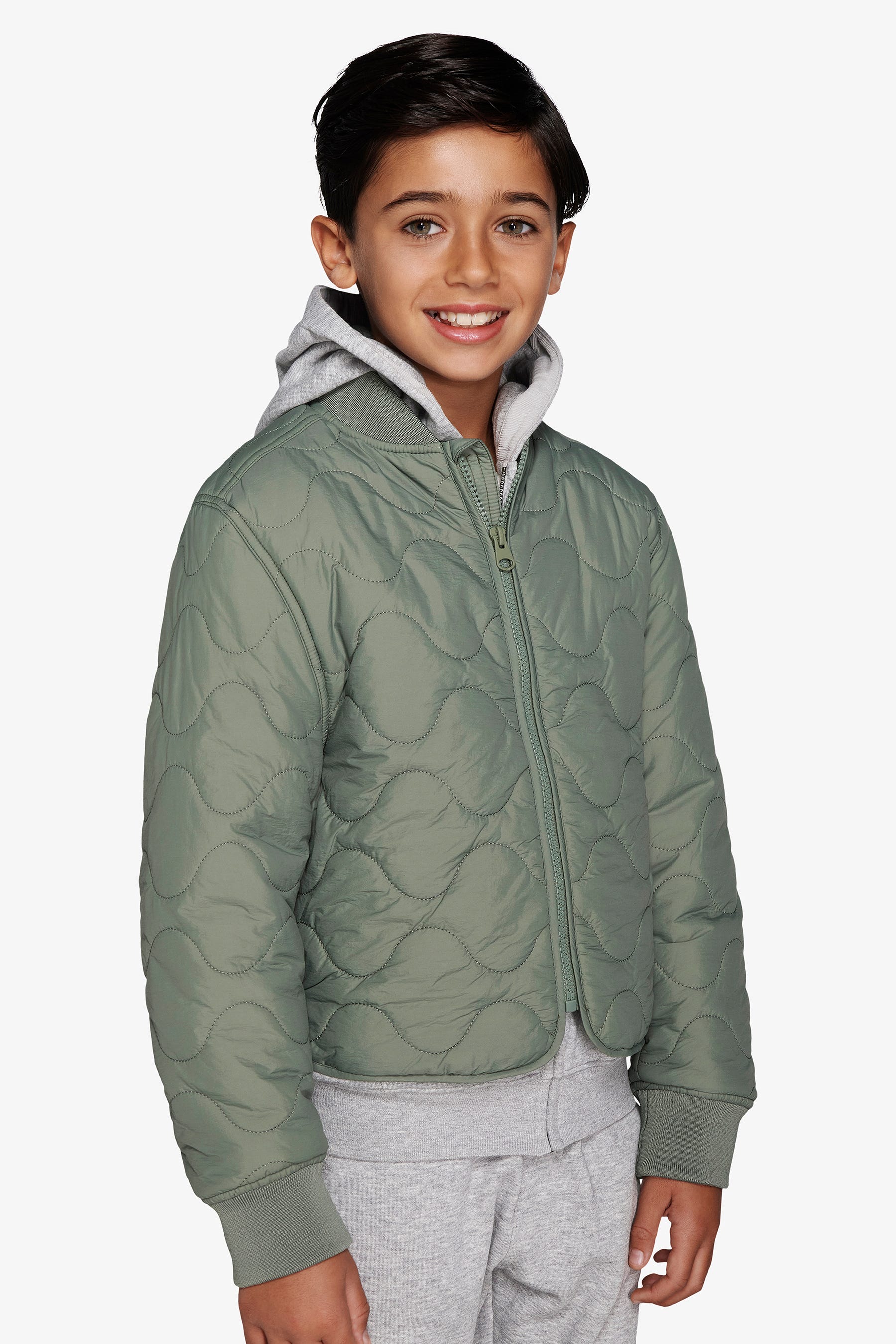 Bomber trapunta a onde orizzontali verde Kids-Dan John