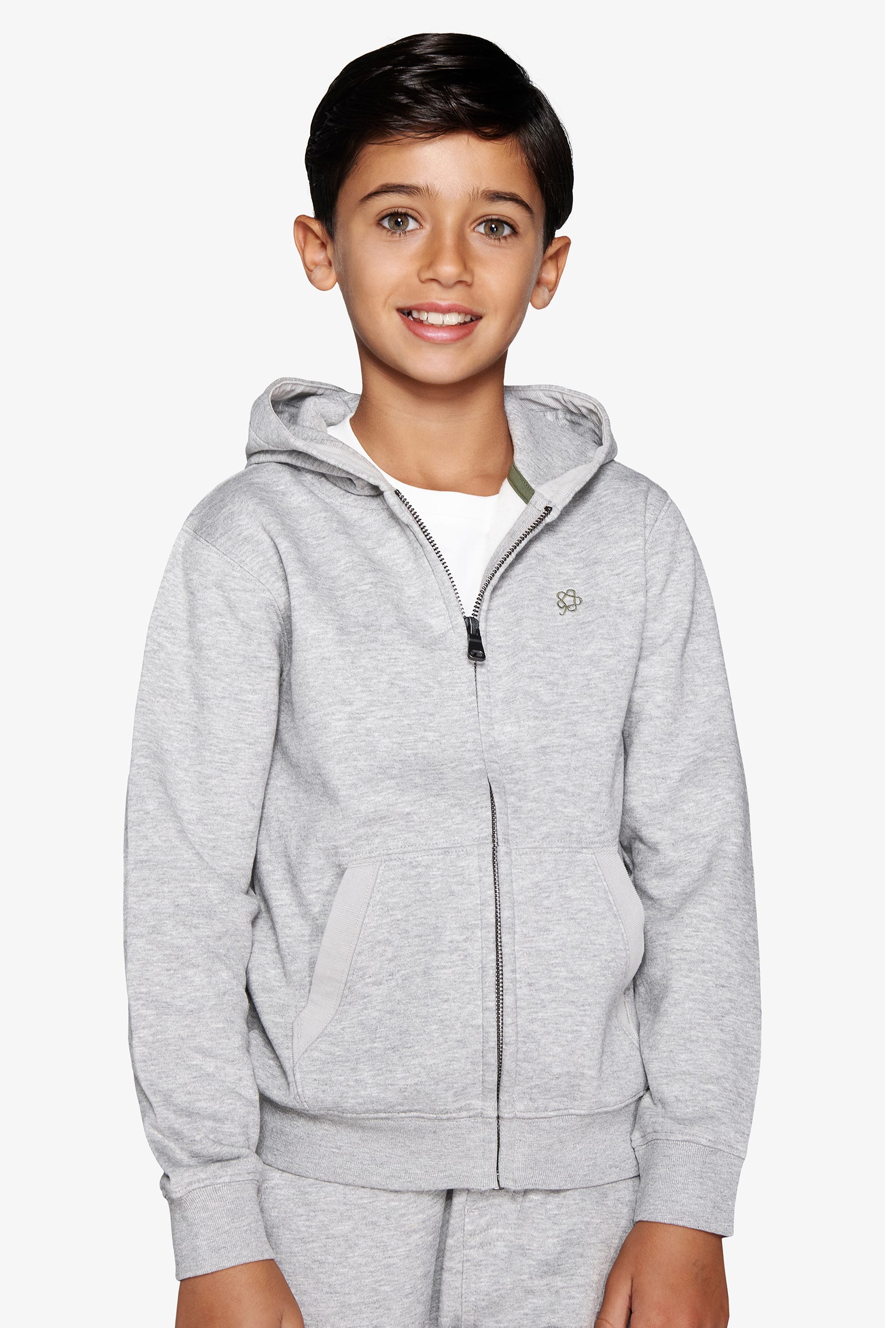 Felpa full zip basic grigio chiaro Kids-Dan John
