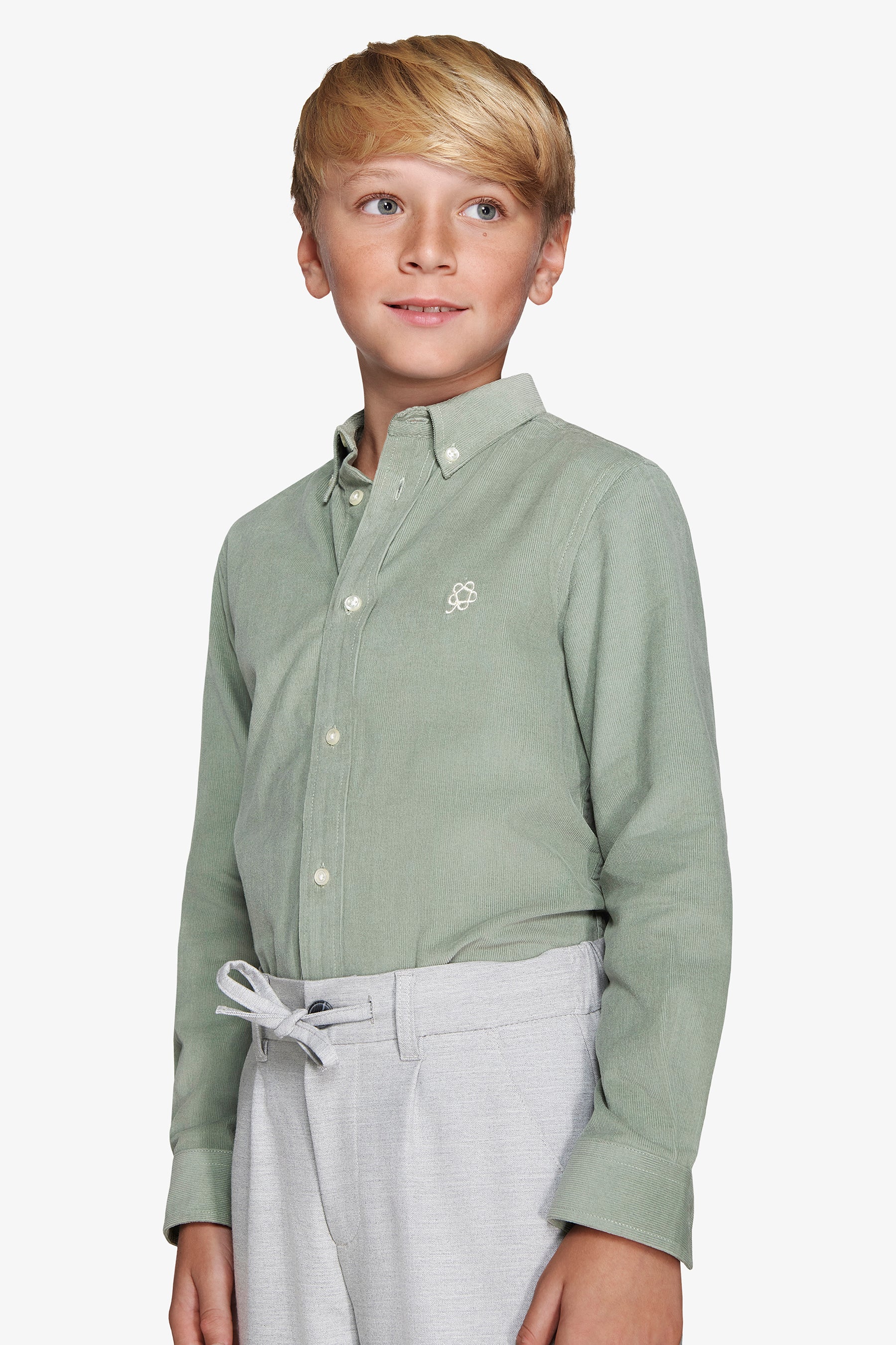 Camicia velluto verde Kids