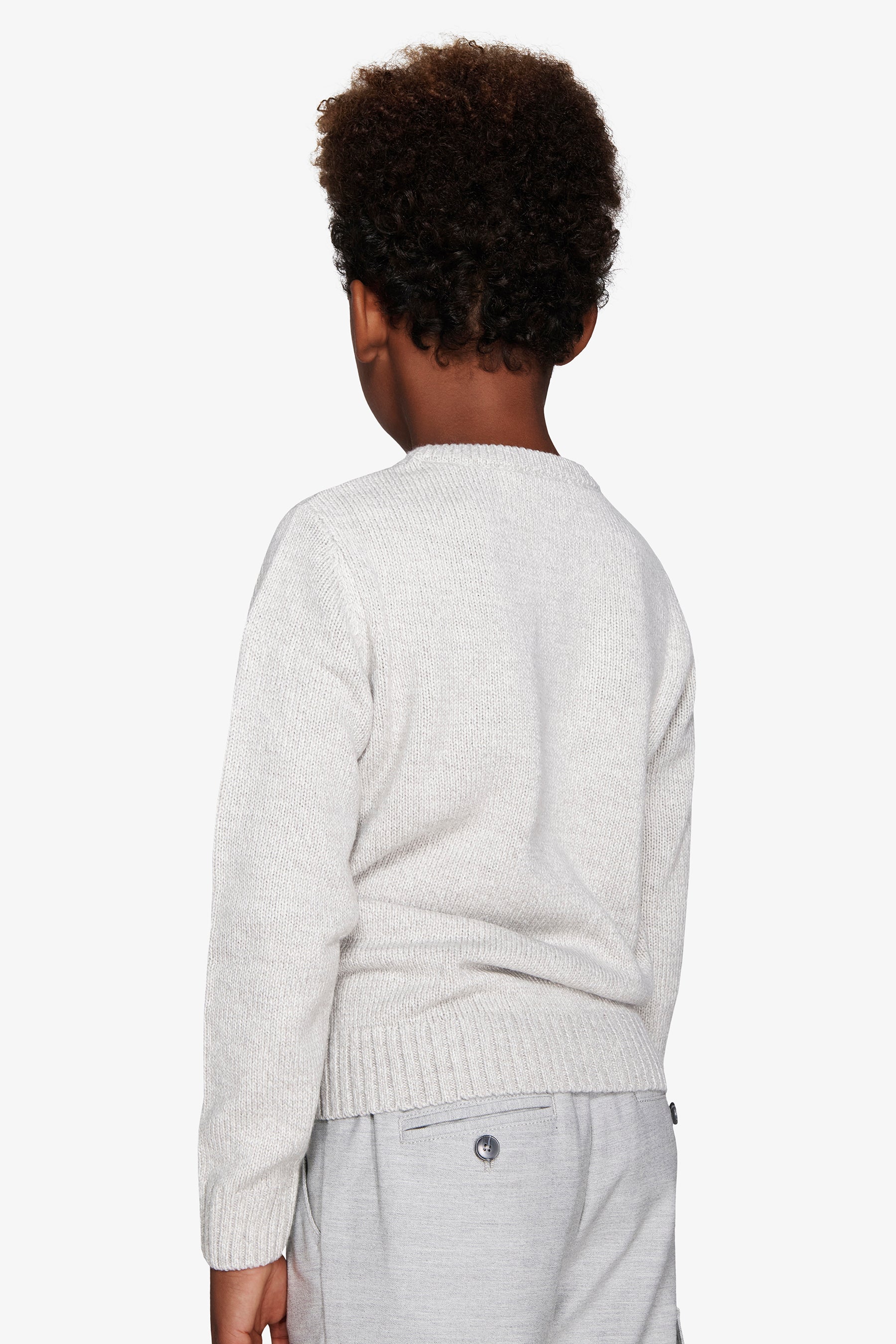 KIDS Light gray mouliné crewneck sweater