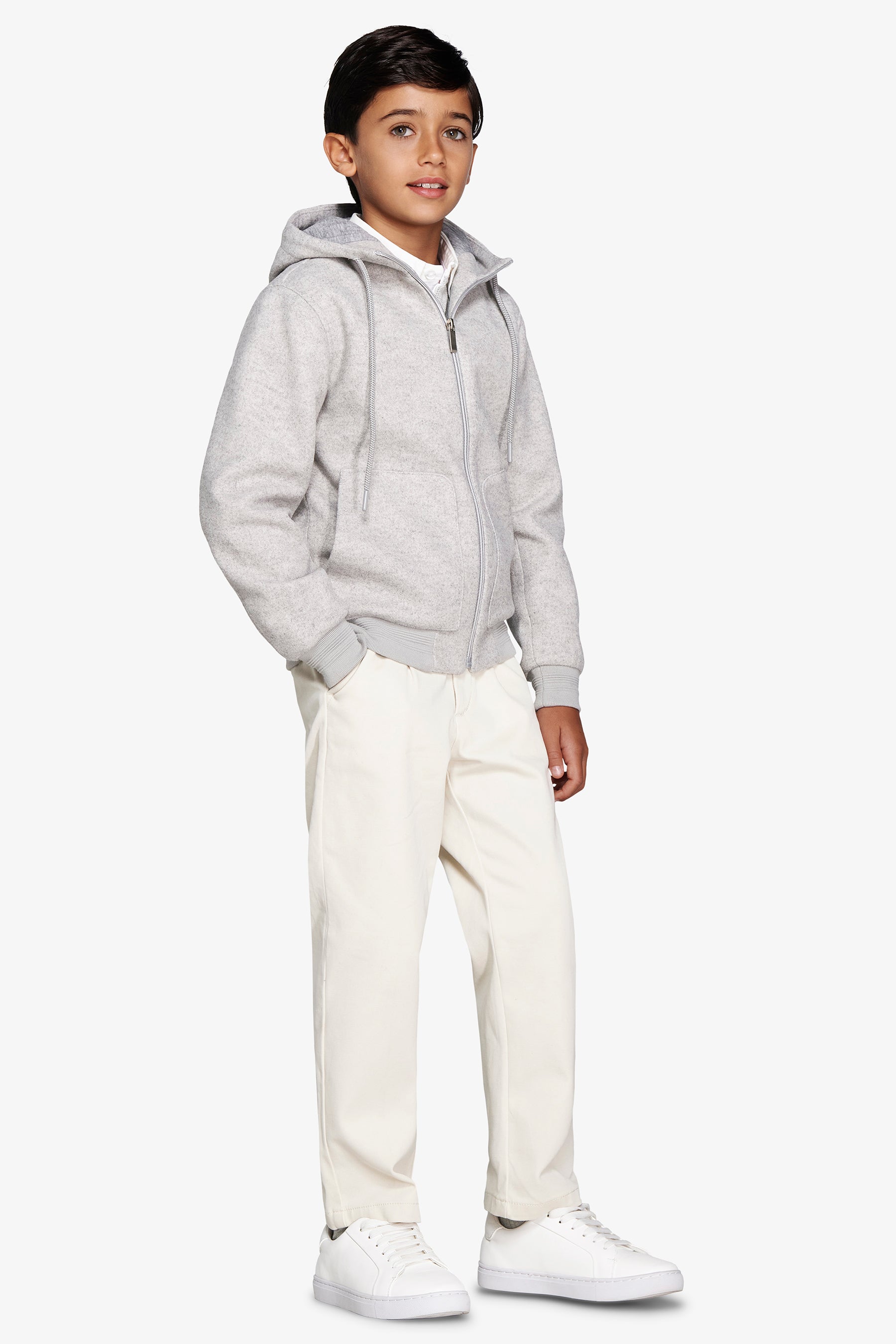 Bomber effetto flanella melange grigio chiaro Kids