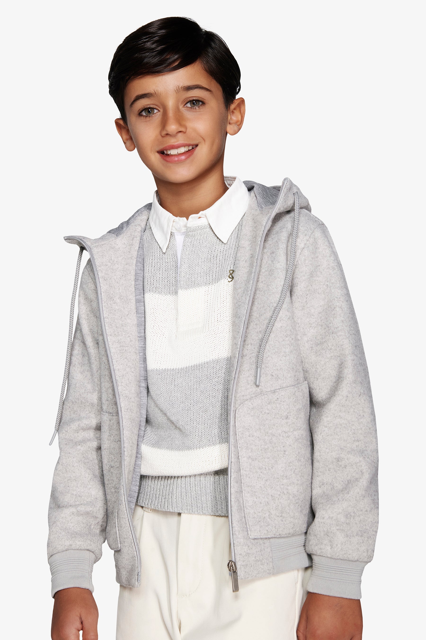 Bomber effetto flanella melange grigio chiaro Kids