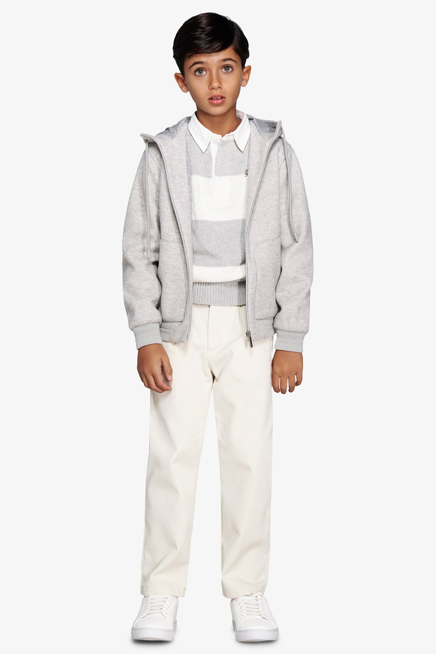 Bomber effetto flanella melange grigio chiaro Kids