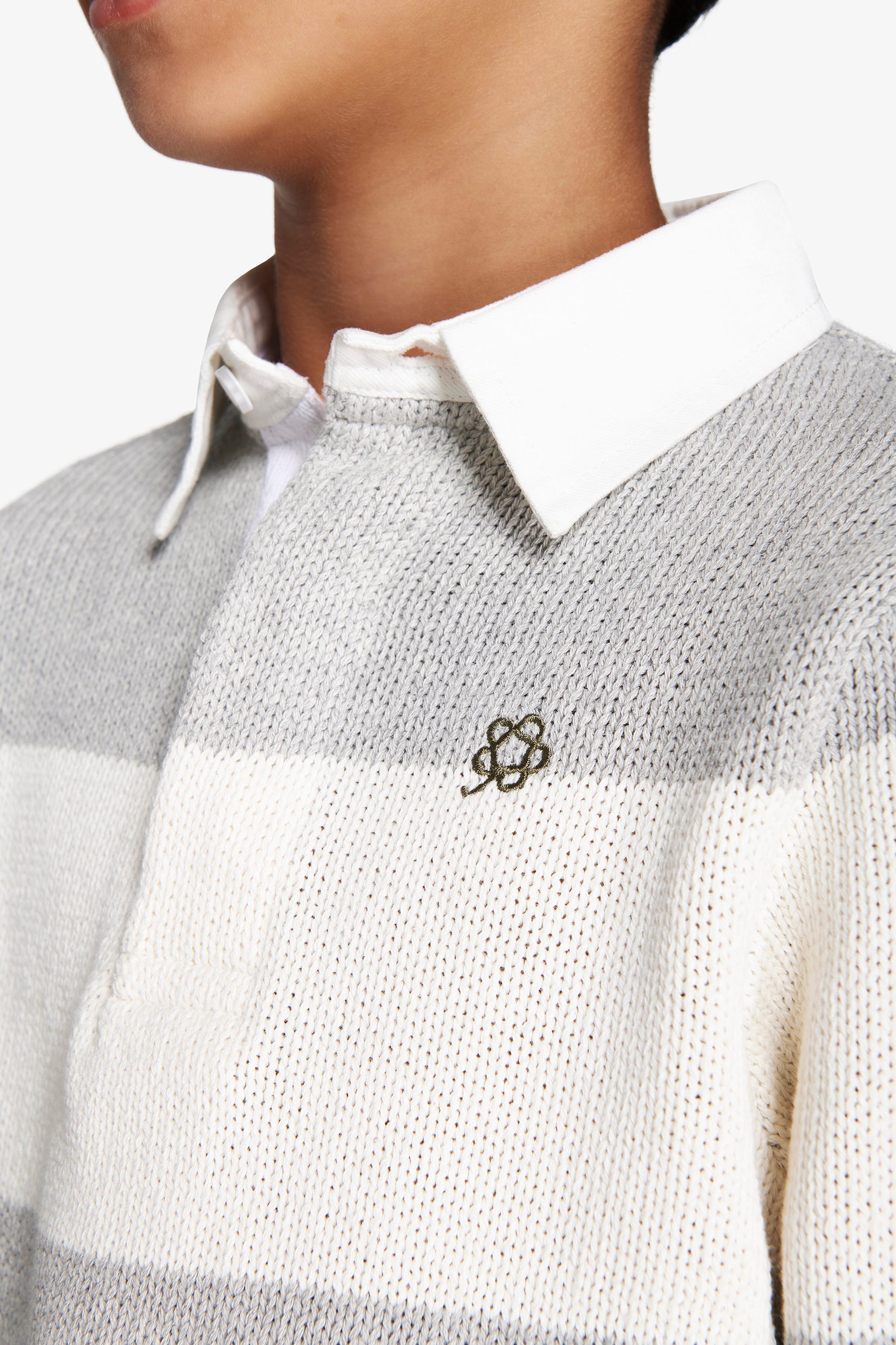 Polo righe bicolore grigio chiaro Kids-Dan John