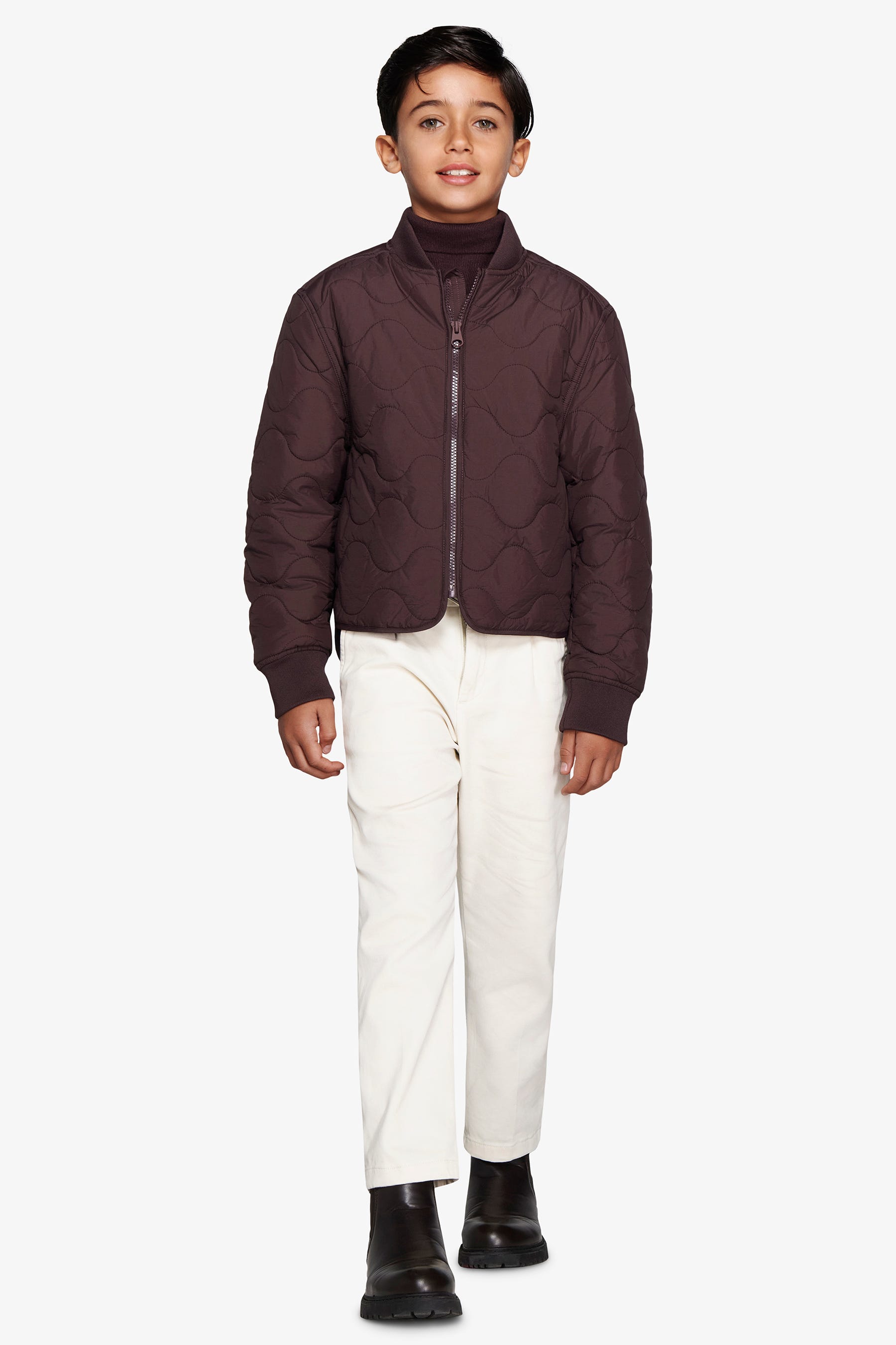 Bomber trapunta a onde orizzontali bordeaux Kids-Dan John