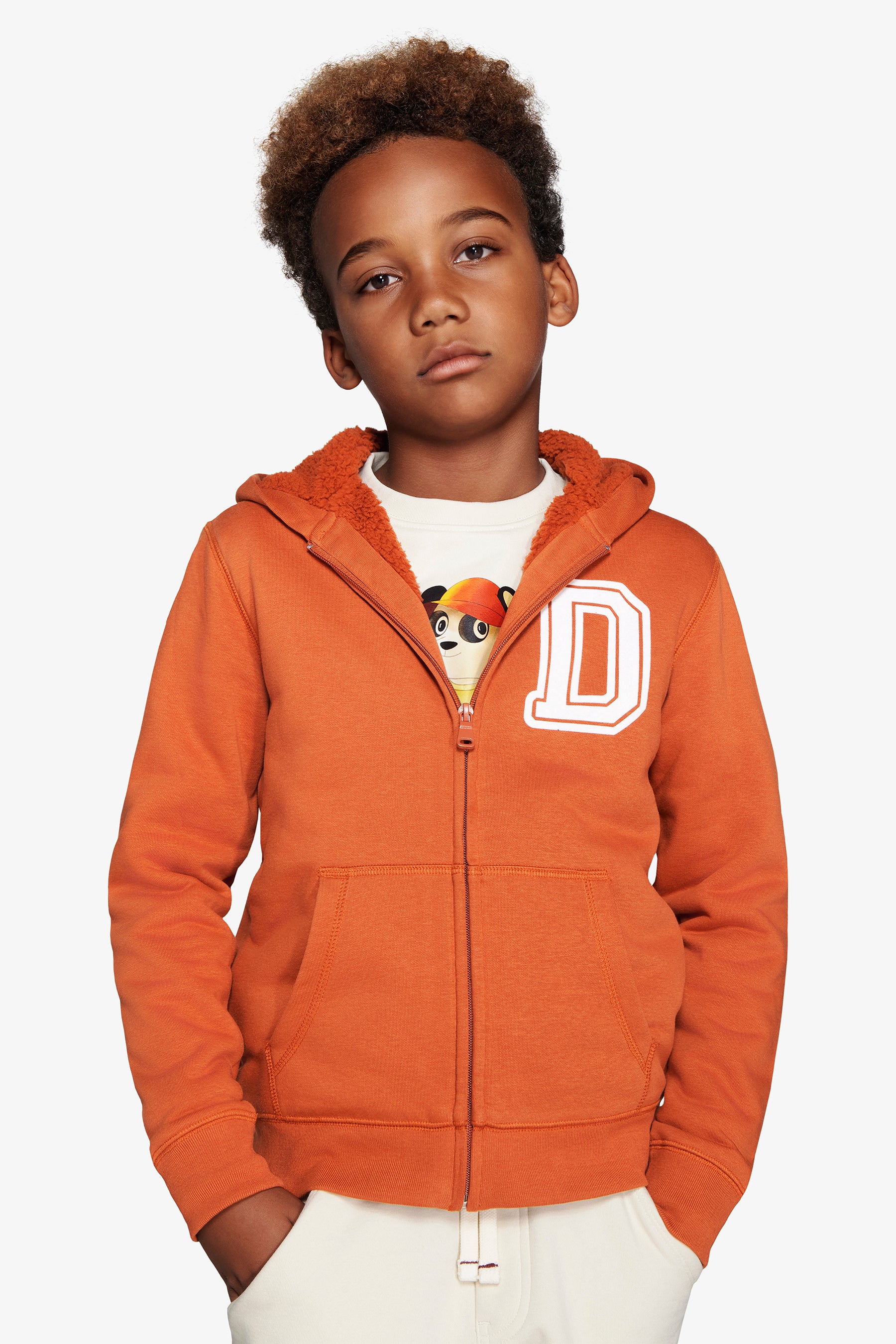 Felpa full zip cappuccio arancio Kids