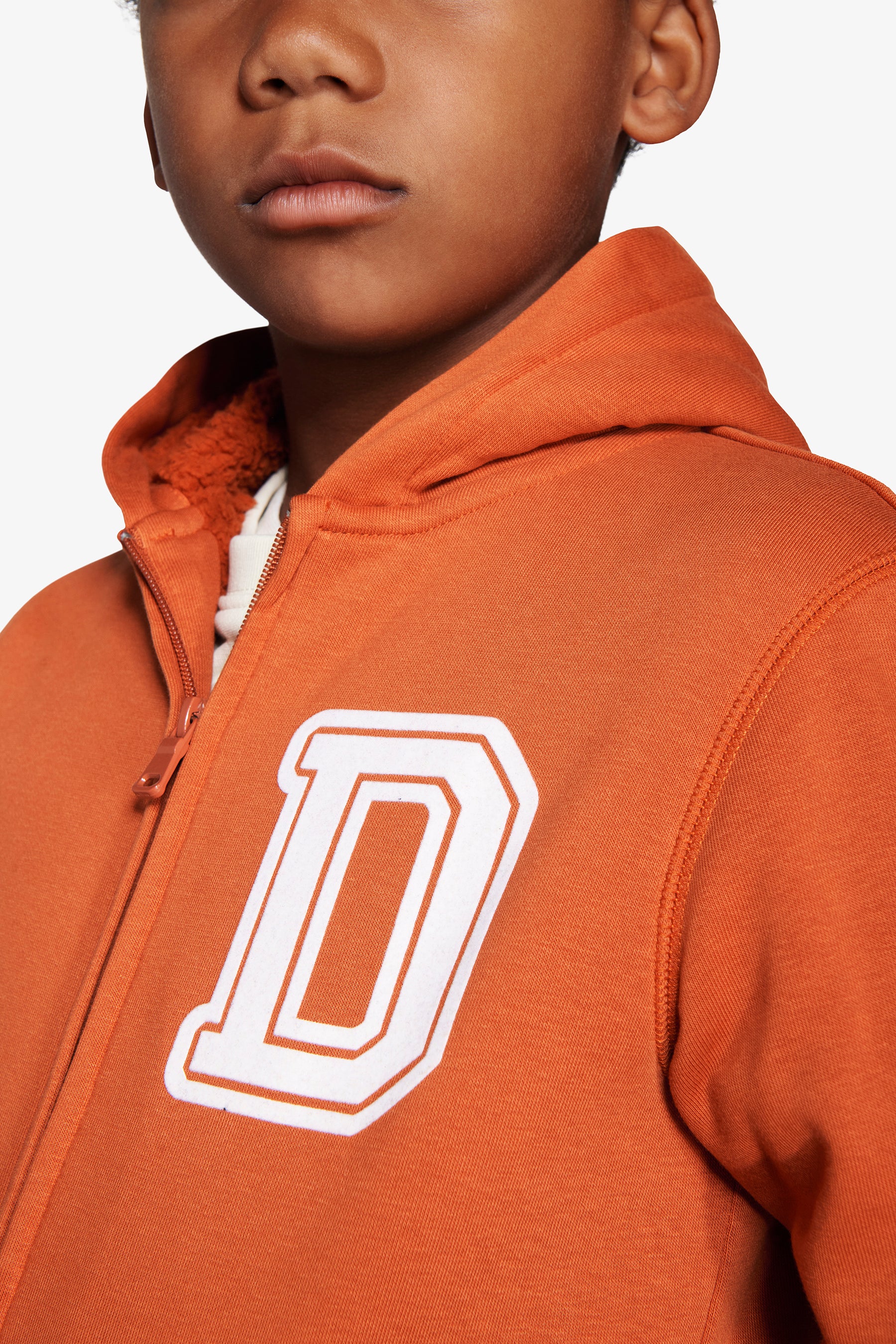 Felpa full zip cappuccio arancio Kids