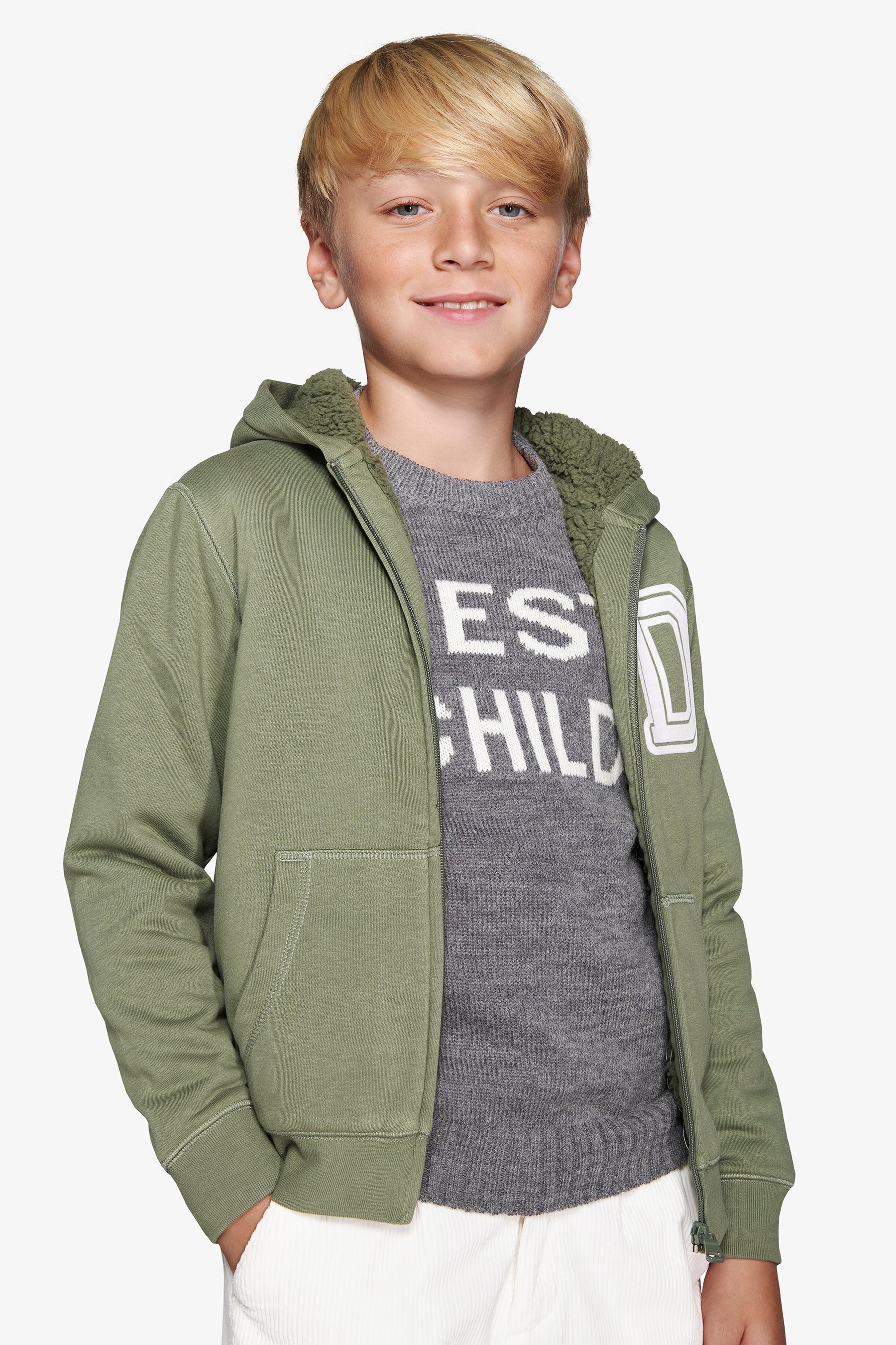 KIDS Green full zip hoodie