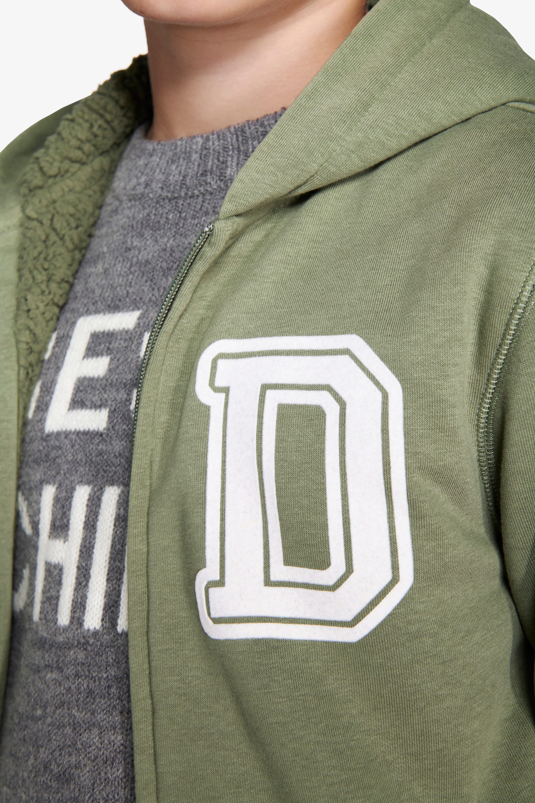 Felpa full zip cappuccio verde Kids-Dan John