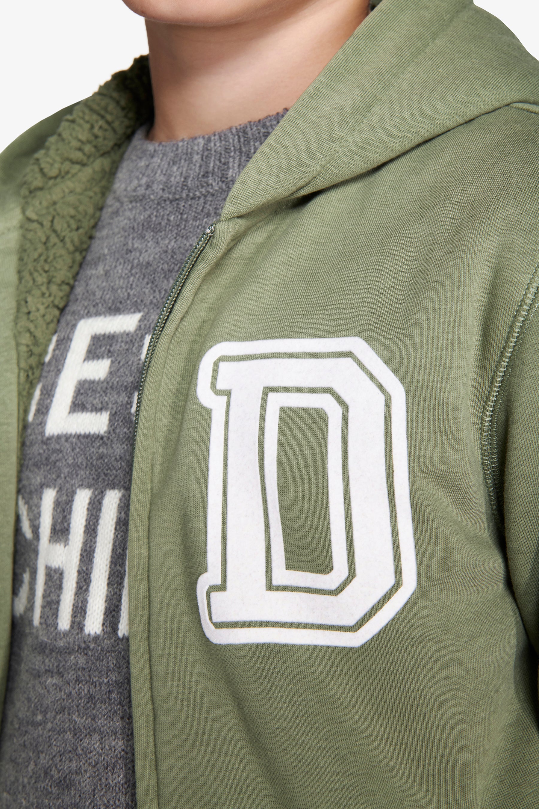 Felpa full zip cappuccio verde Kids