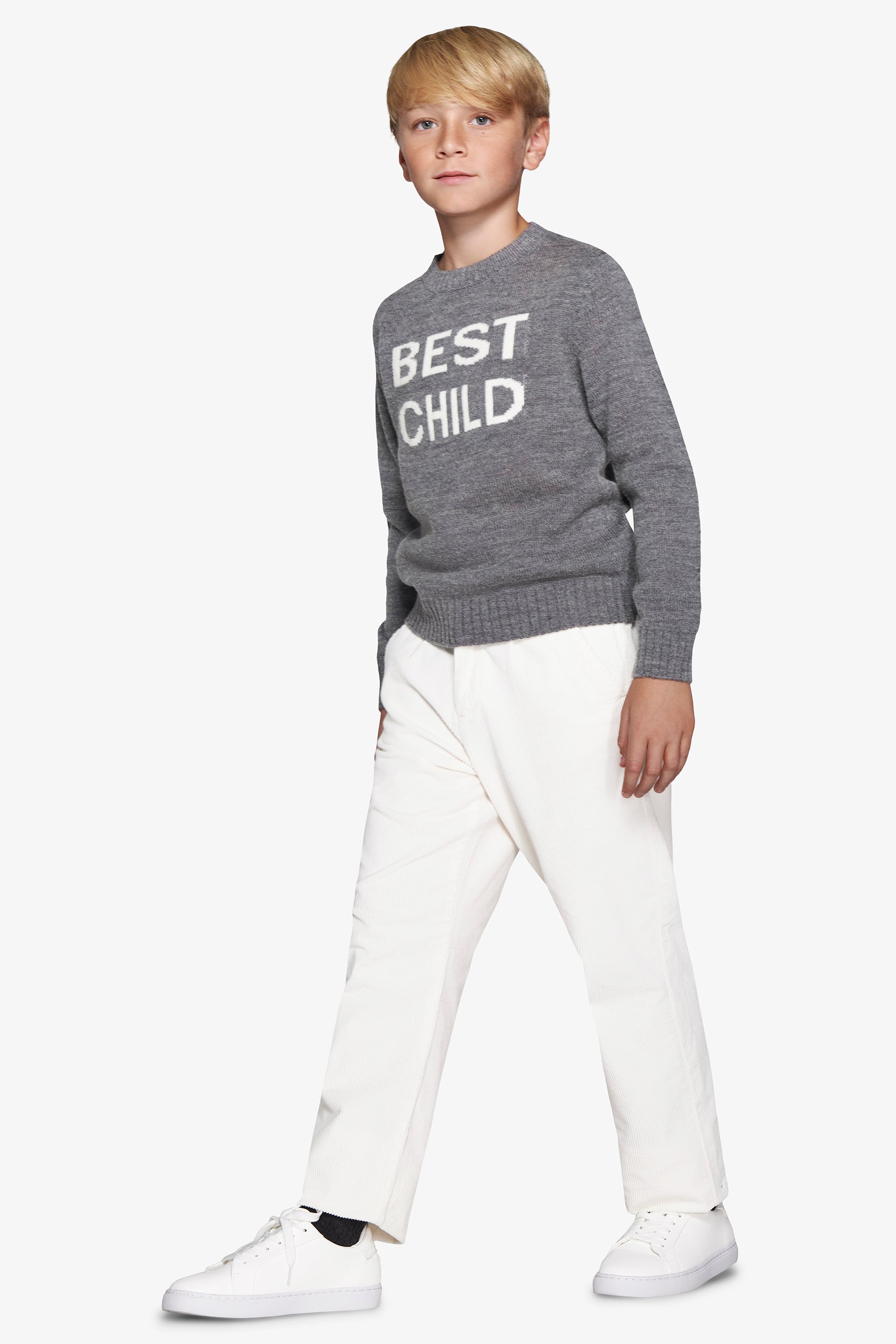 KIDS Gray crewneck sweater with print