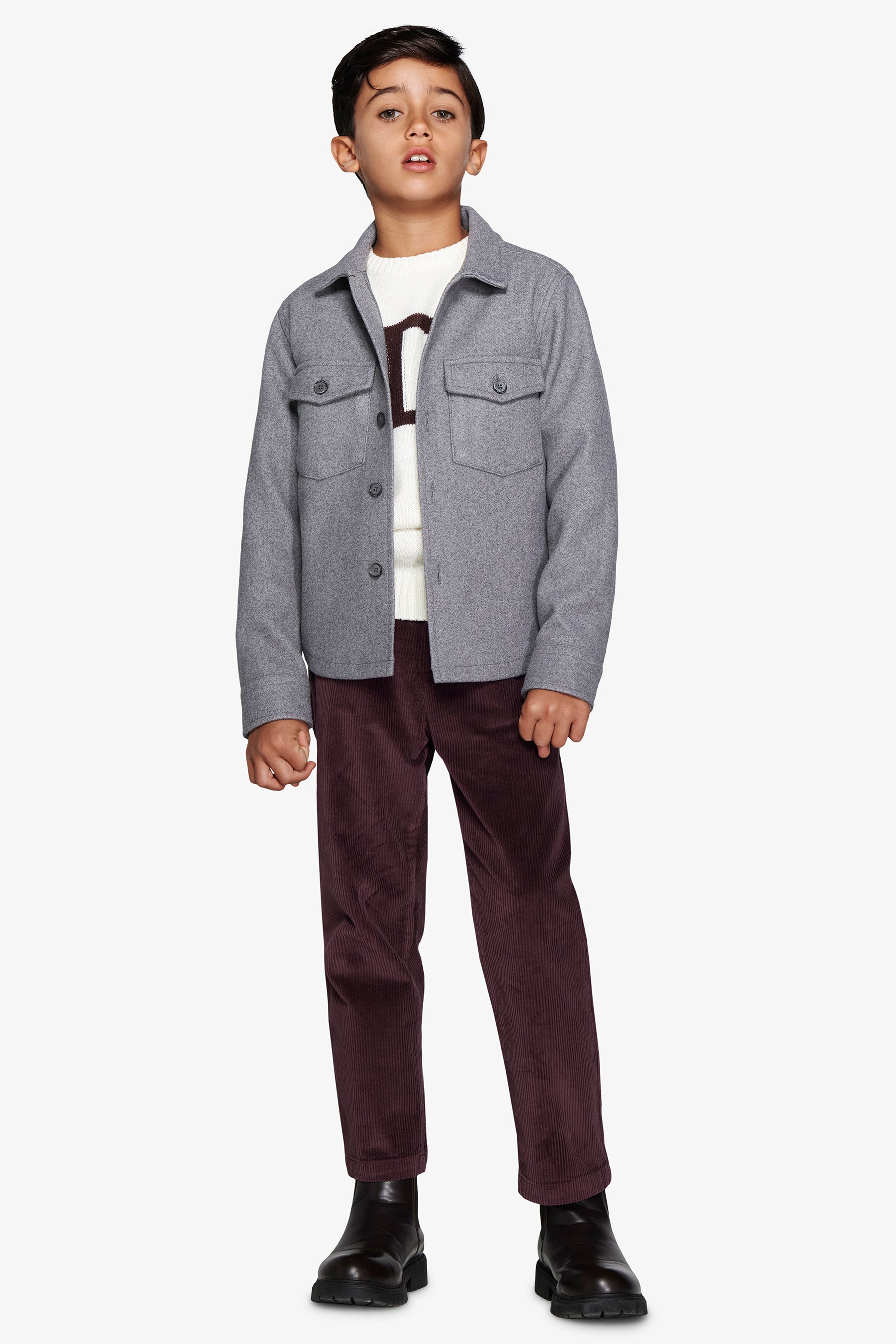 Overshirt effetto flanella grigio medio Kids