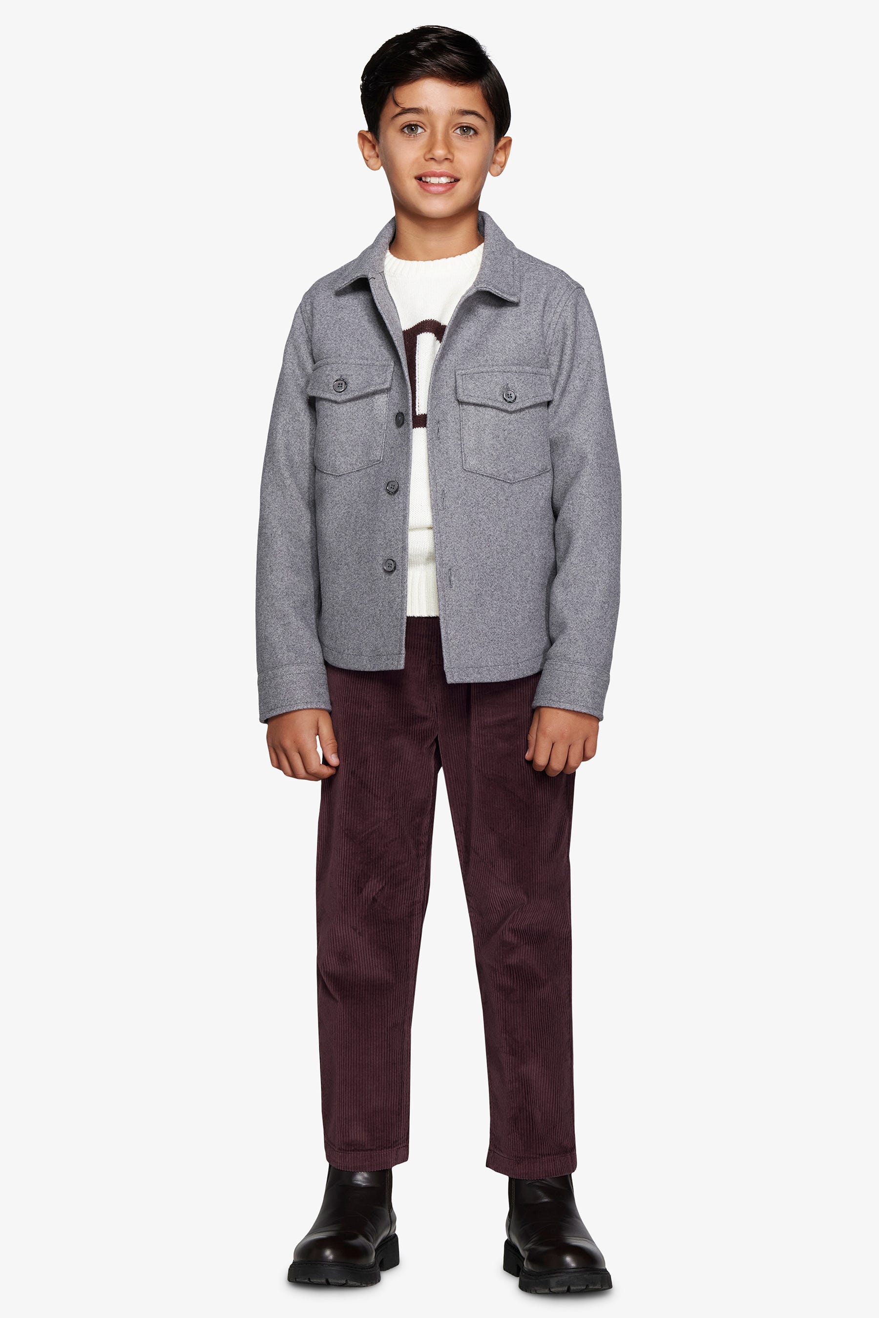 Overshirt effetto flanella grigio medio Kids-Dan John