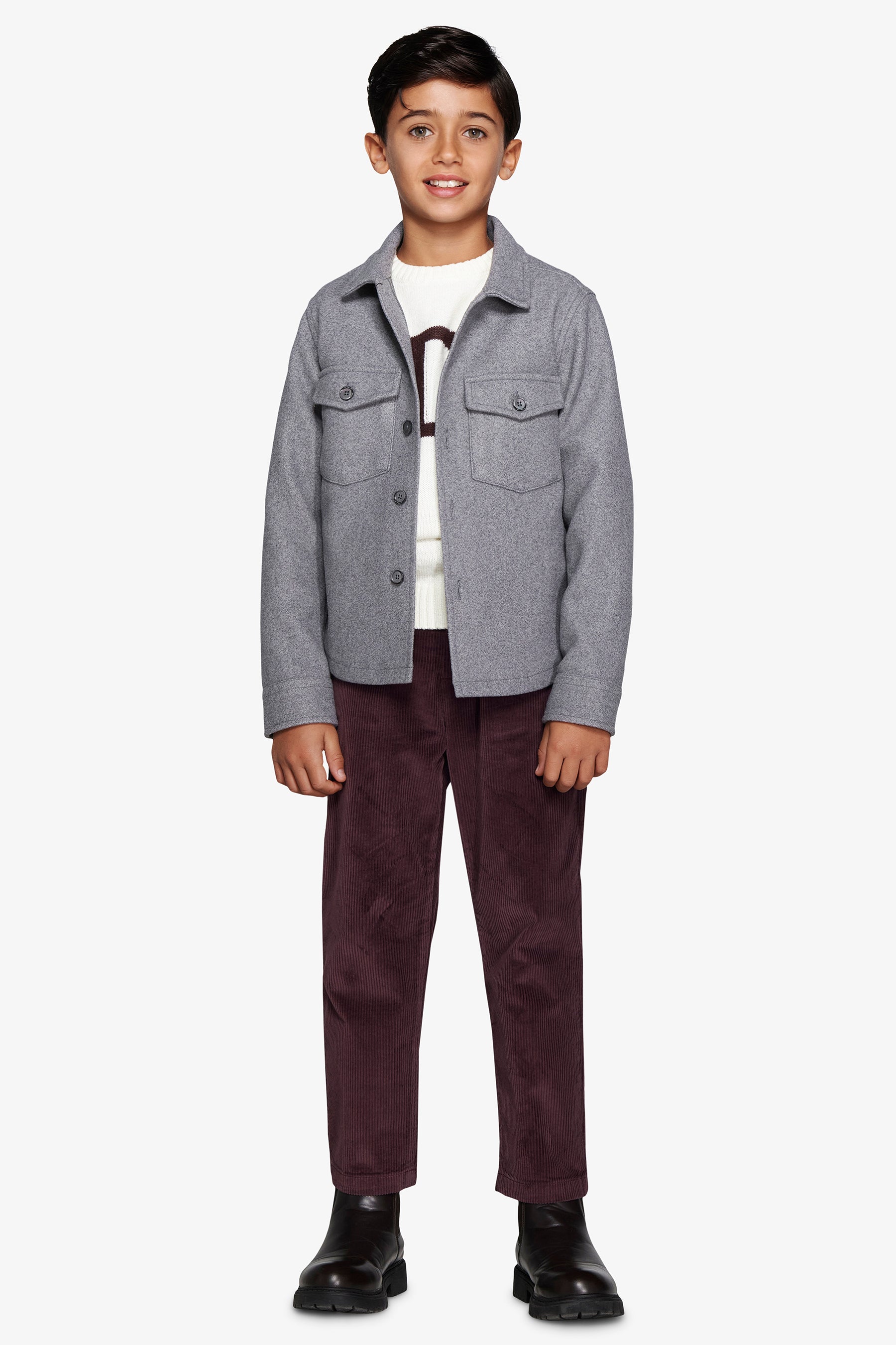Overshirt effetto flanella grigio medio Kids