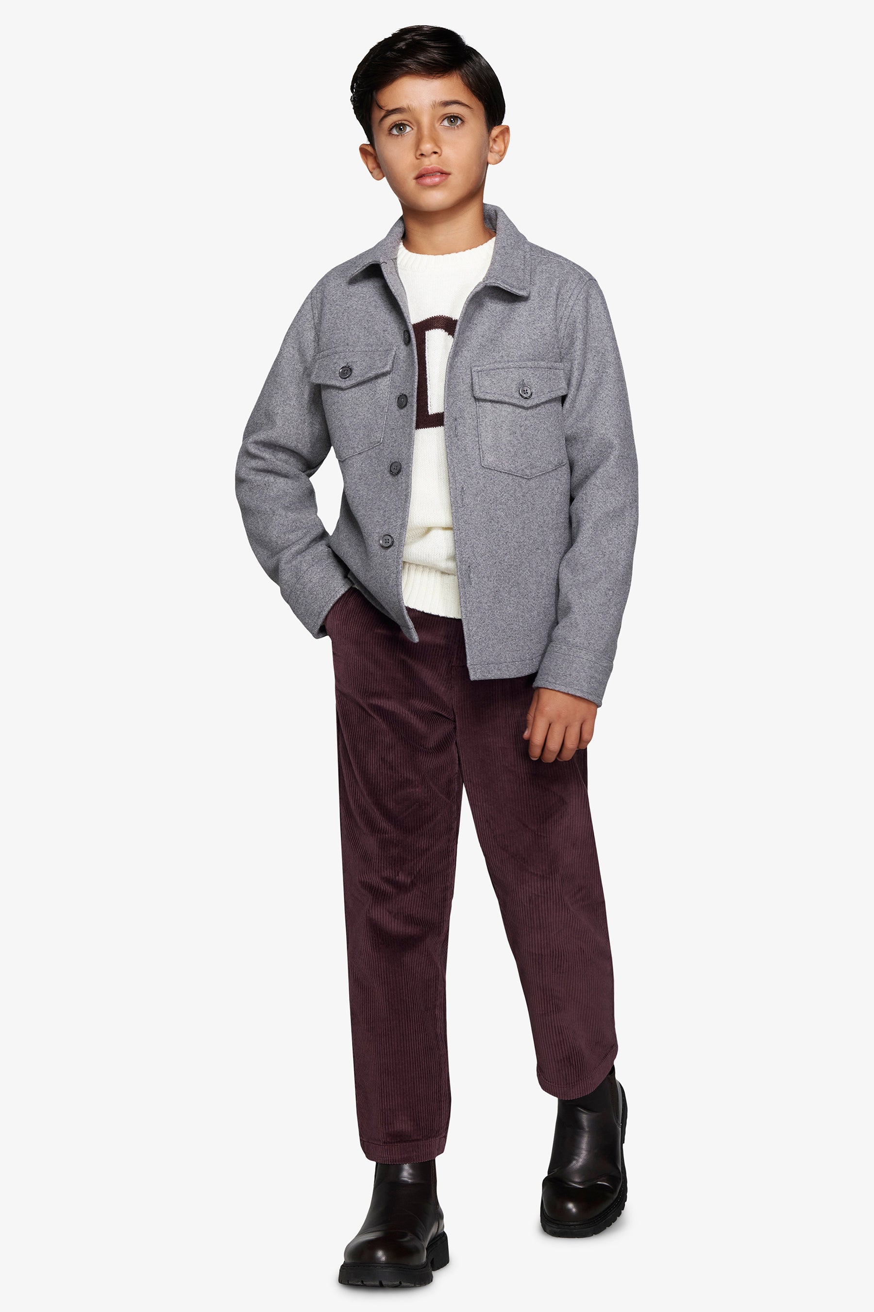 Overshirt effetto flanella grigio medio Kids