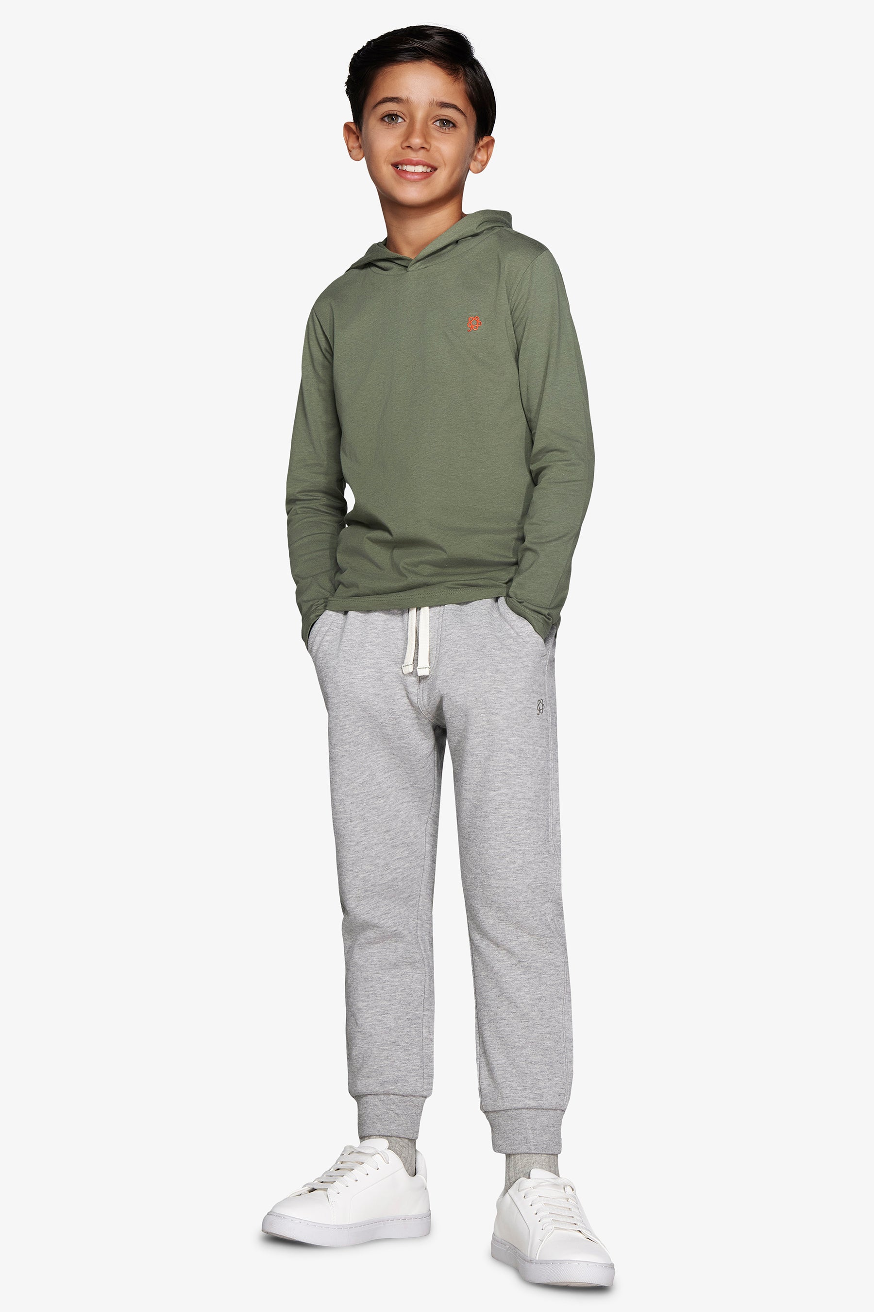 KIDS Green embroidered  jersey hoodie