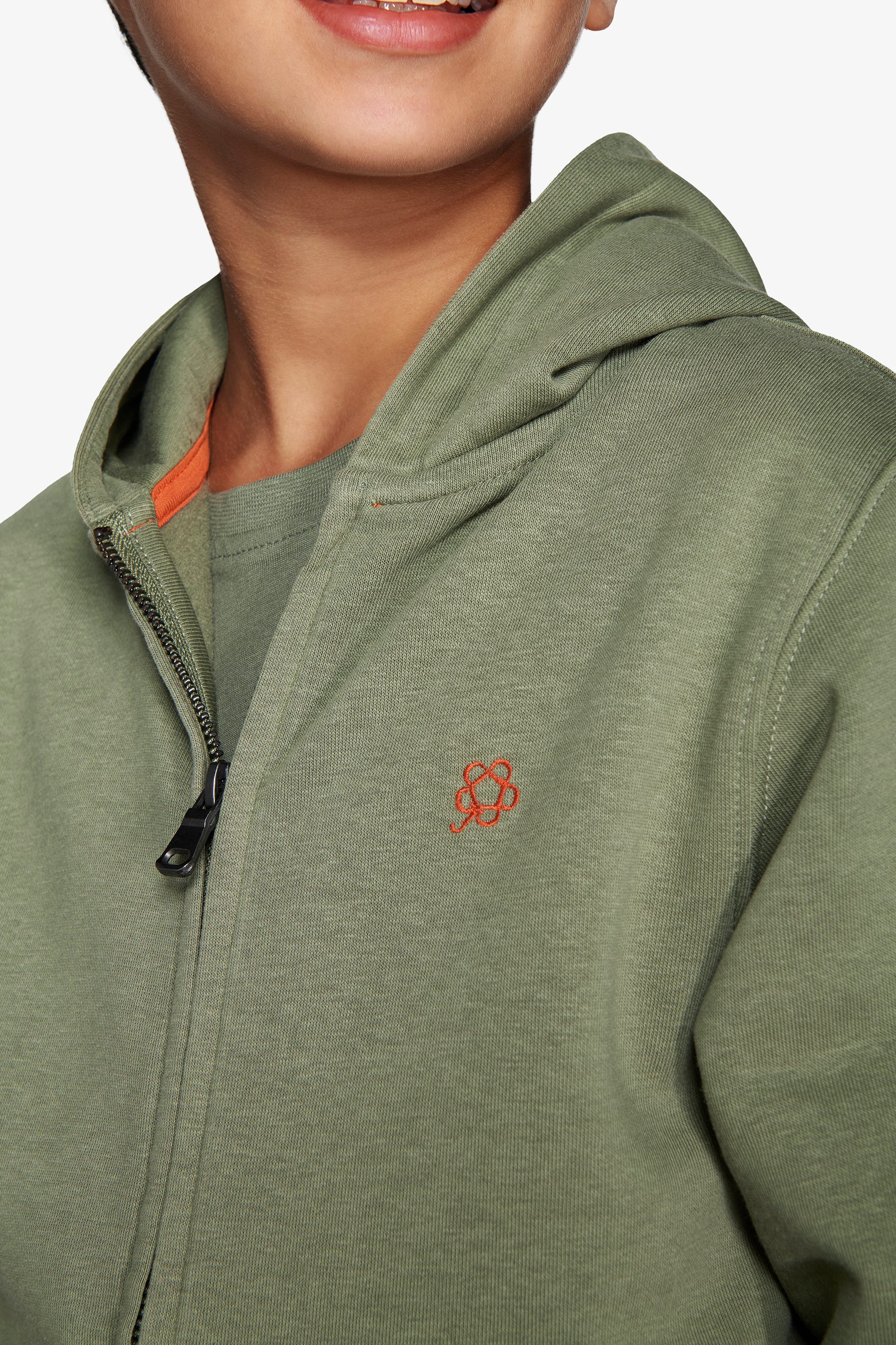 Felpa full zip basic verde Kids-Dan John