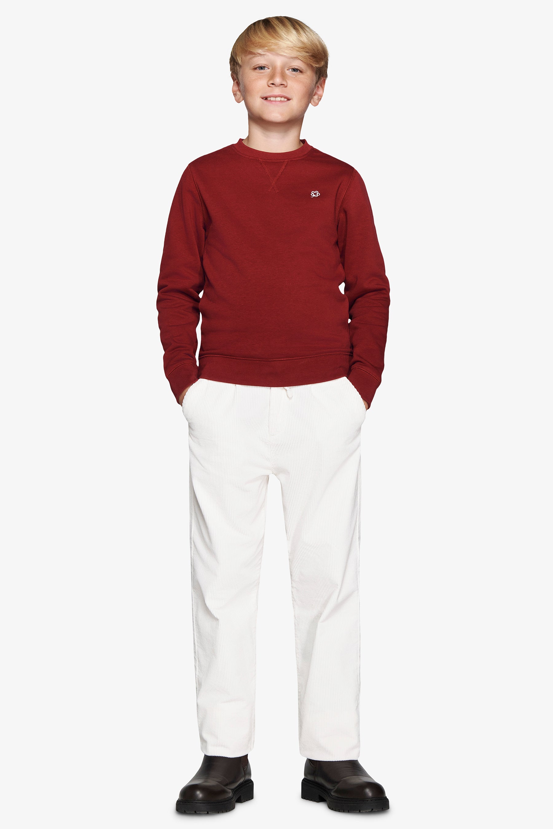 KIDS Burgundy basic crewneck sweater