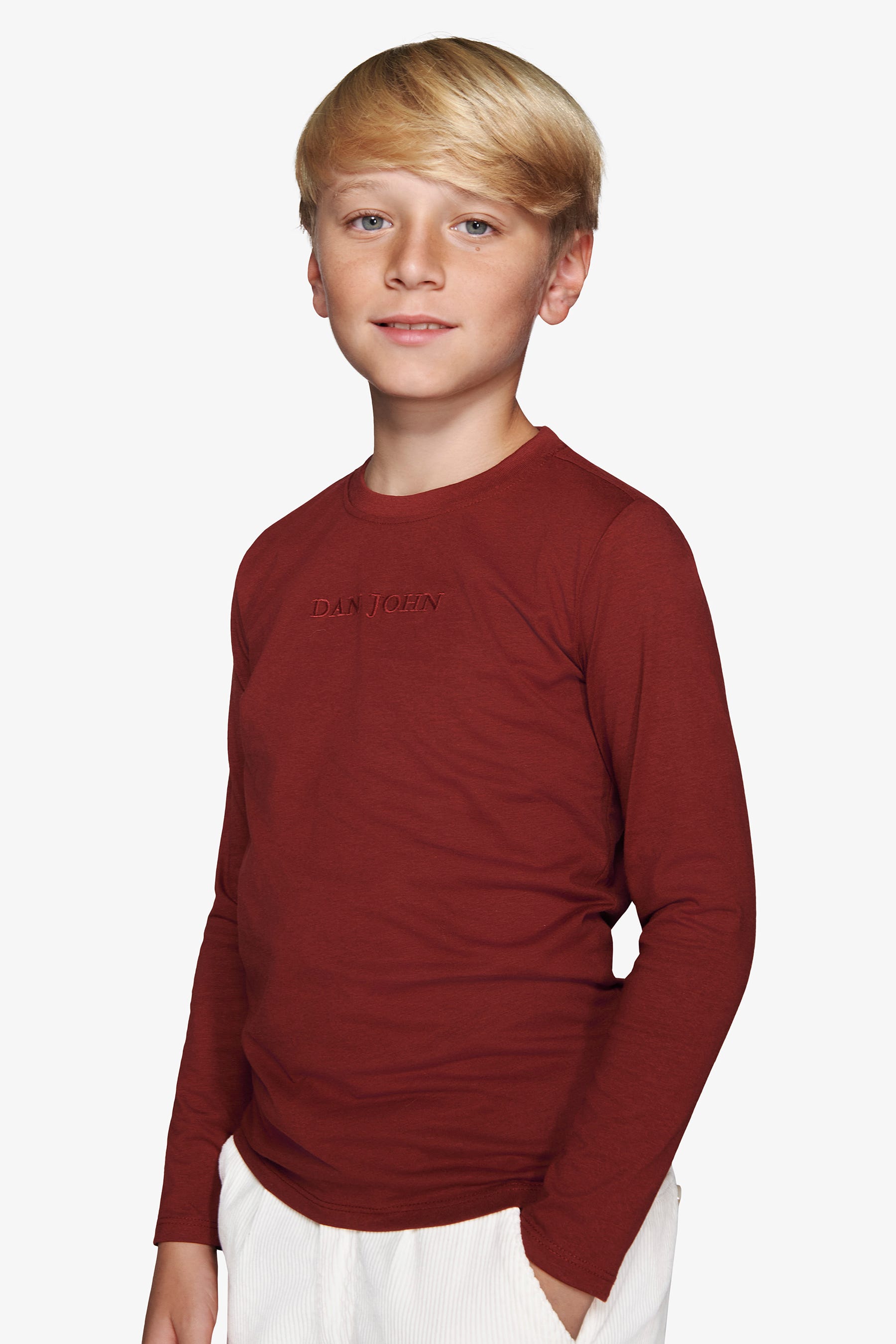 T-shirt con ricamo bordeaux Kids-Dan John