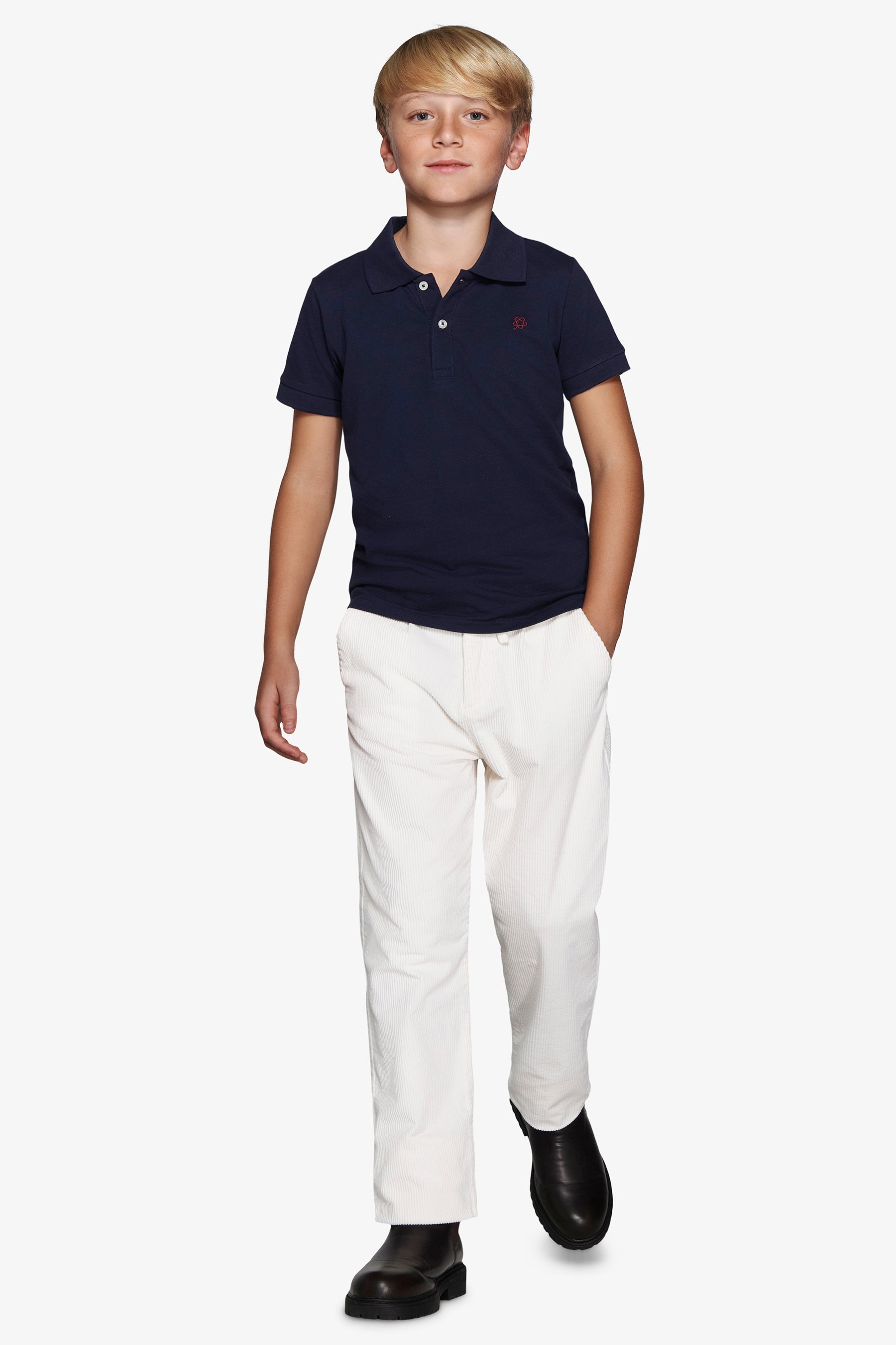 Polo con ricamo blu Kids