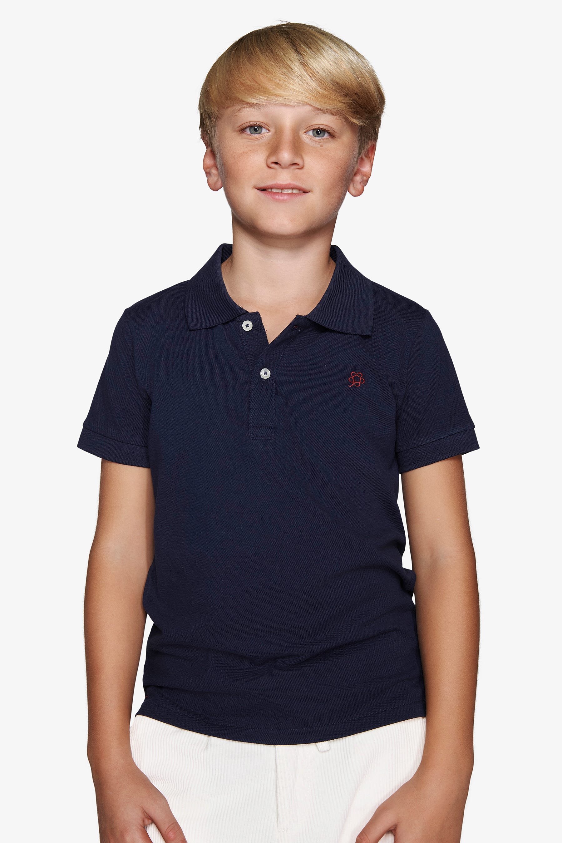 Polo con ricamo blu Kids-Dan John