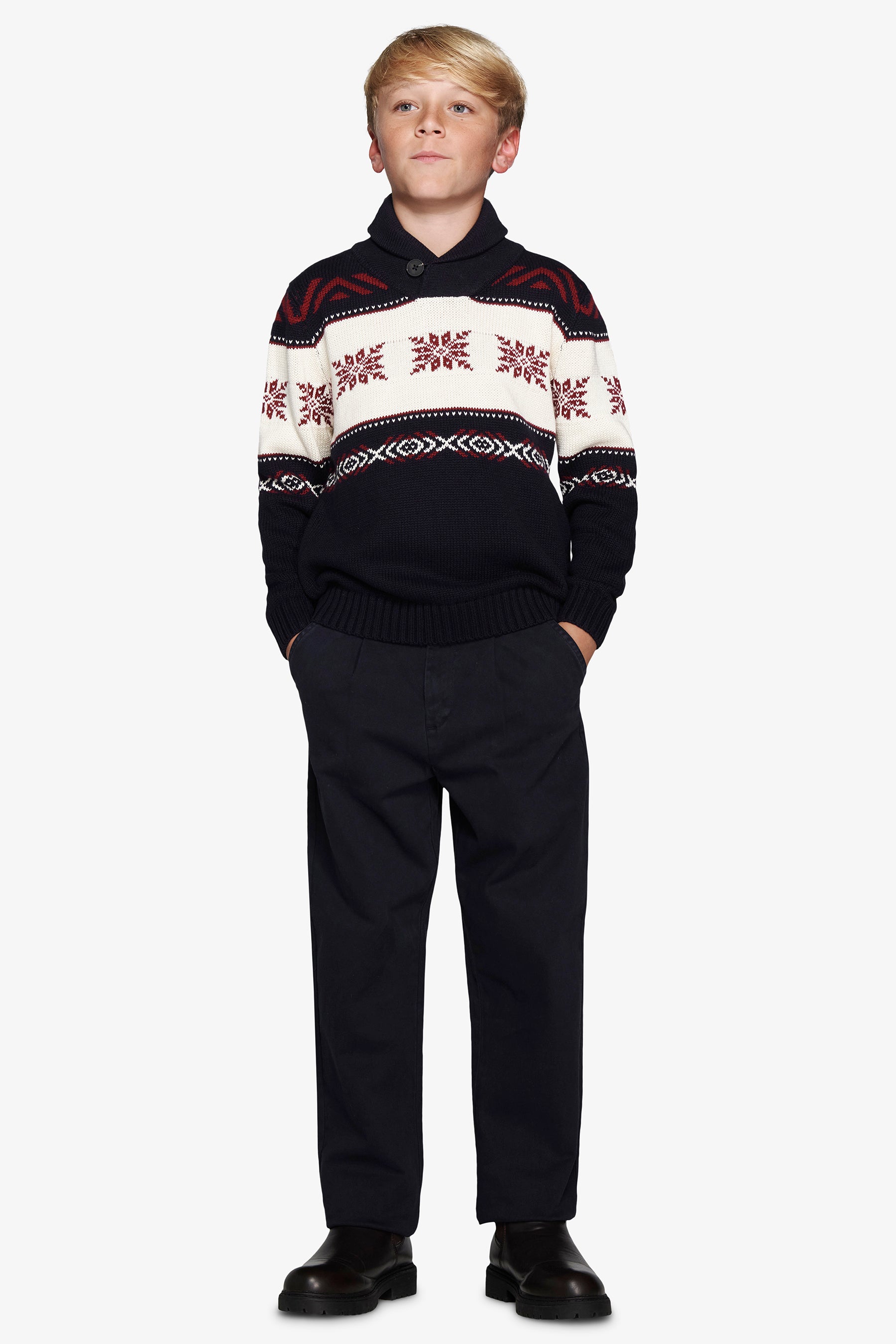 Pull bleu jacquard norvégien Kids