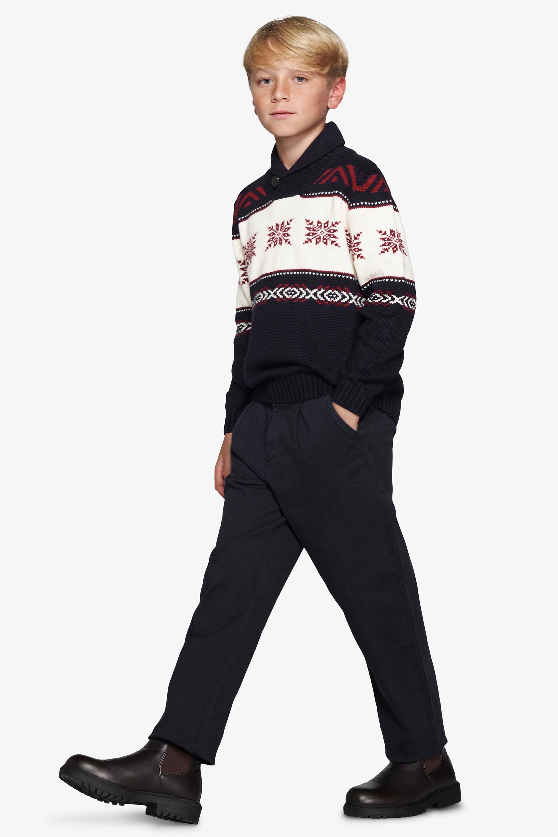 Pull bleu jacquard norvégien Kids