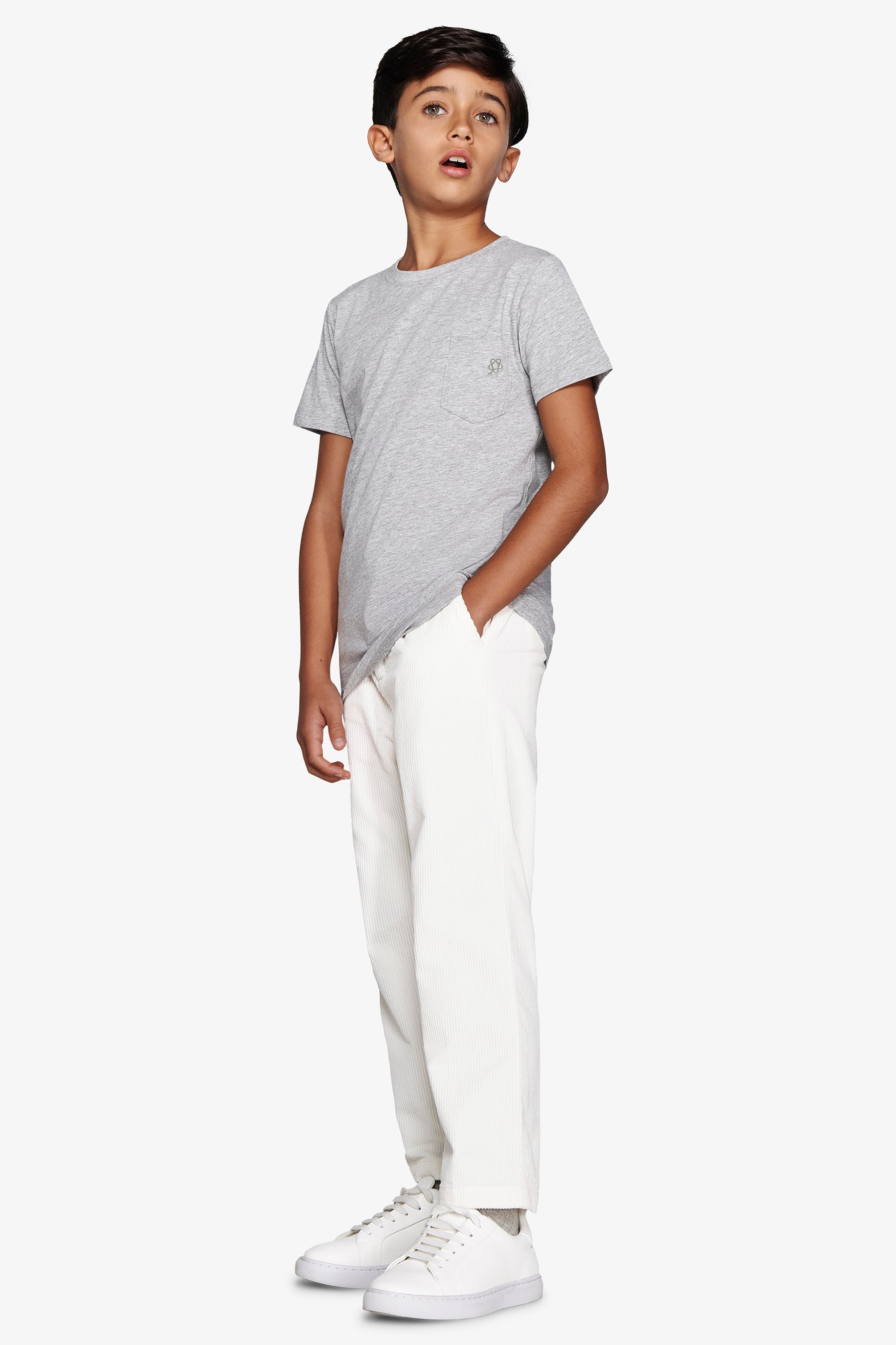 KIDS Light gray basic t-shirt with pocket