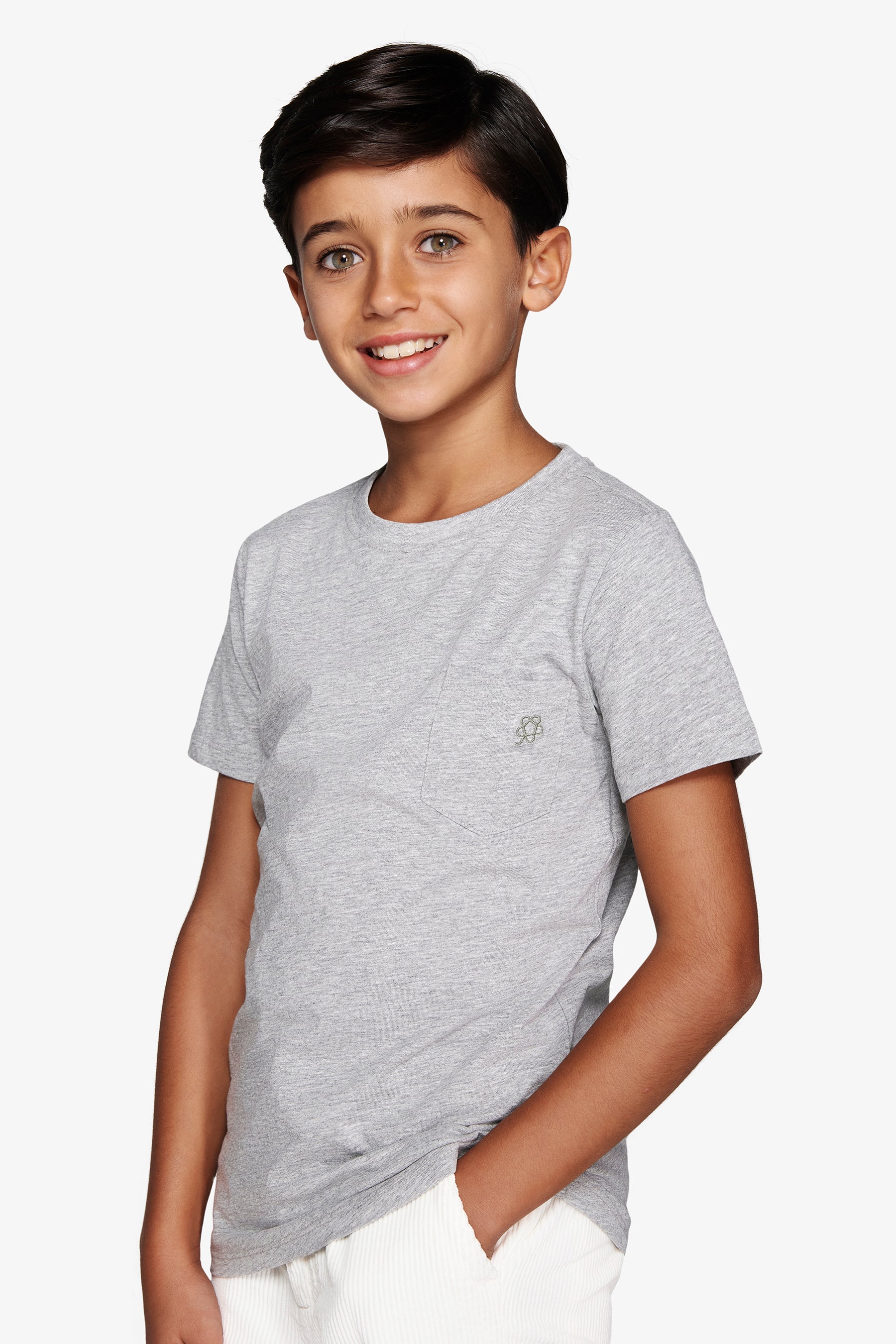 T-shirt basic con taschino grigio chiaro Kids