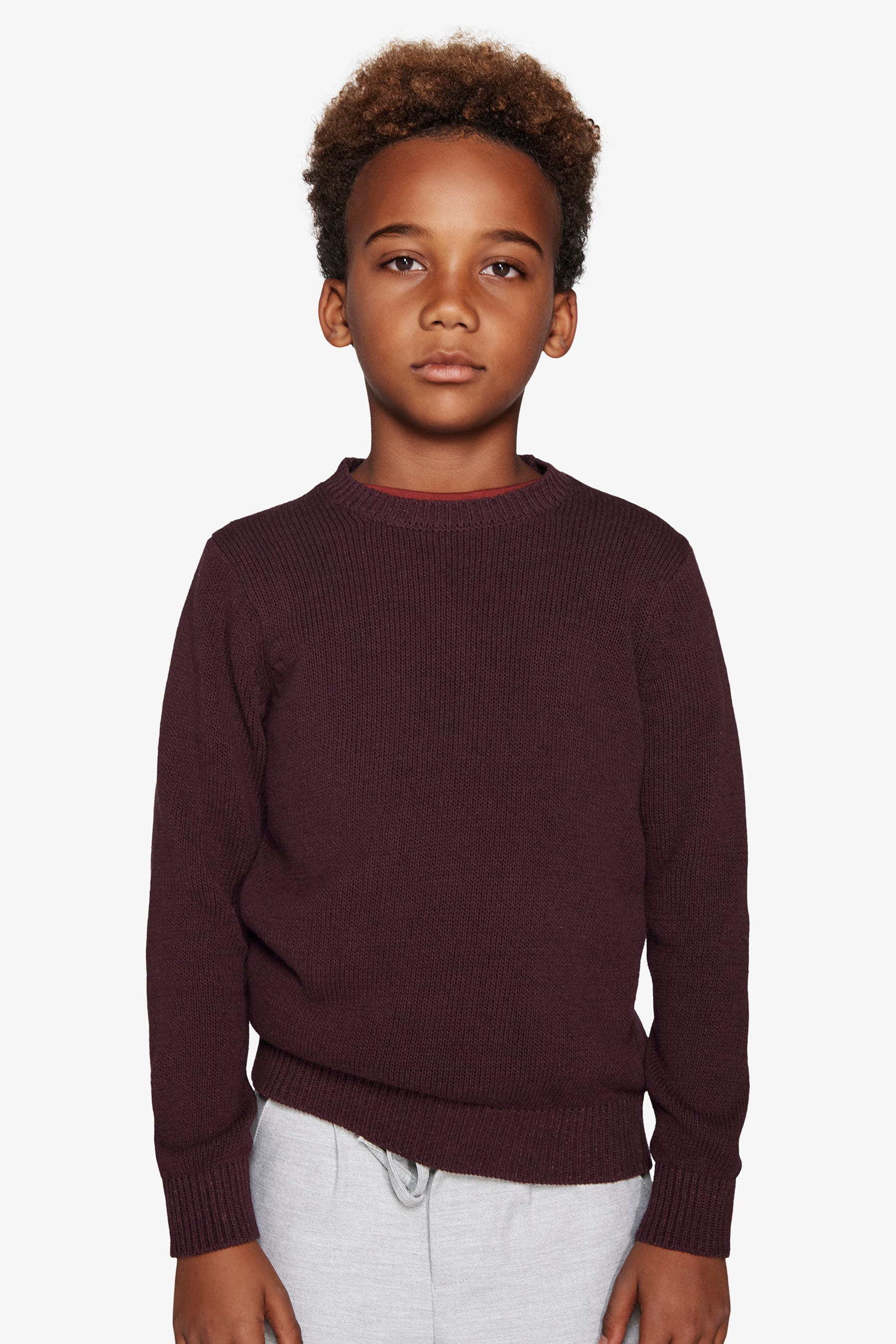 Maglia girocollo rasata bordeaux Kids-Dan John