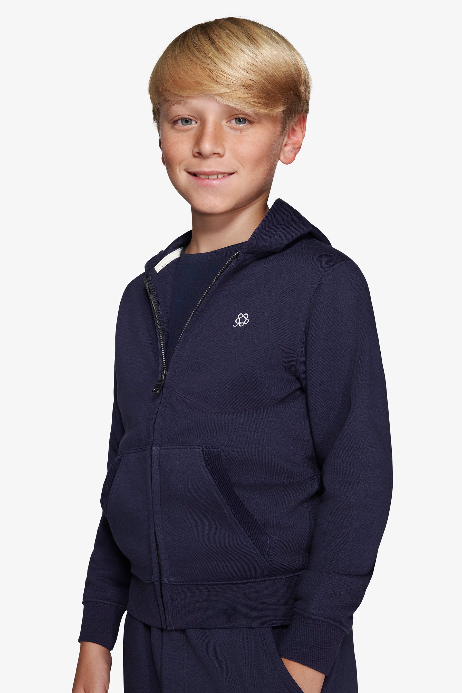 Felpa full zip basic blu Kids-Dan John