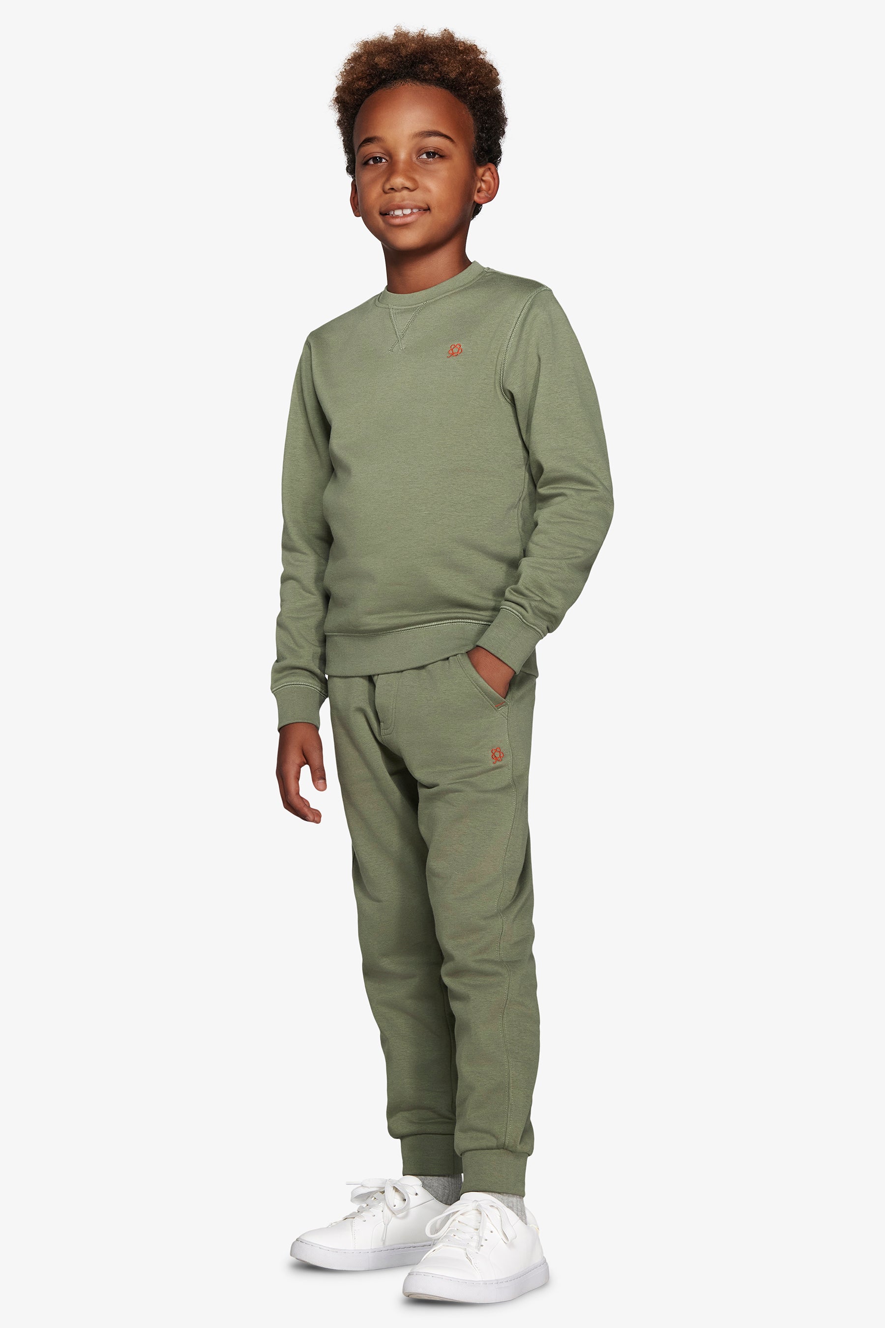 KIDS Green basic crewneck sweater