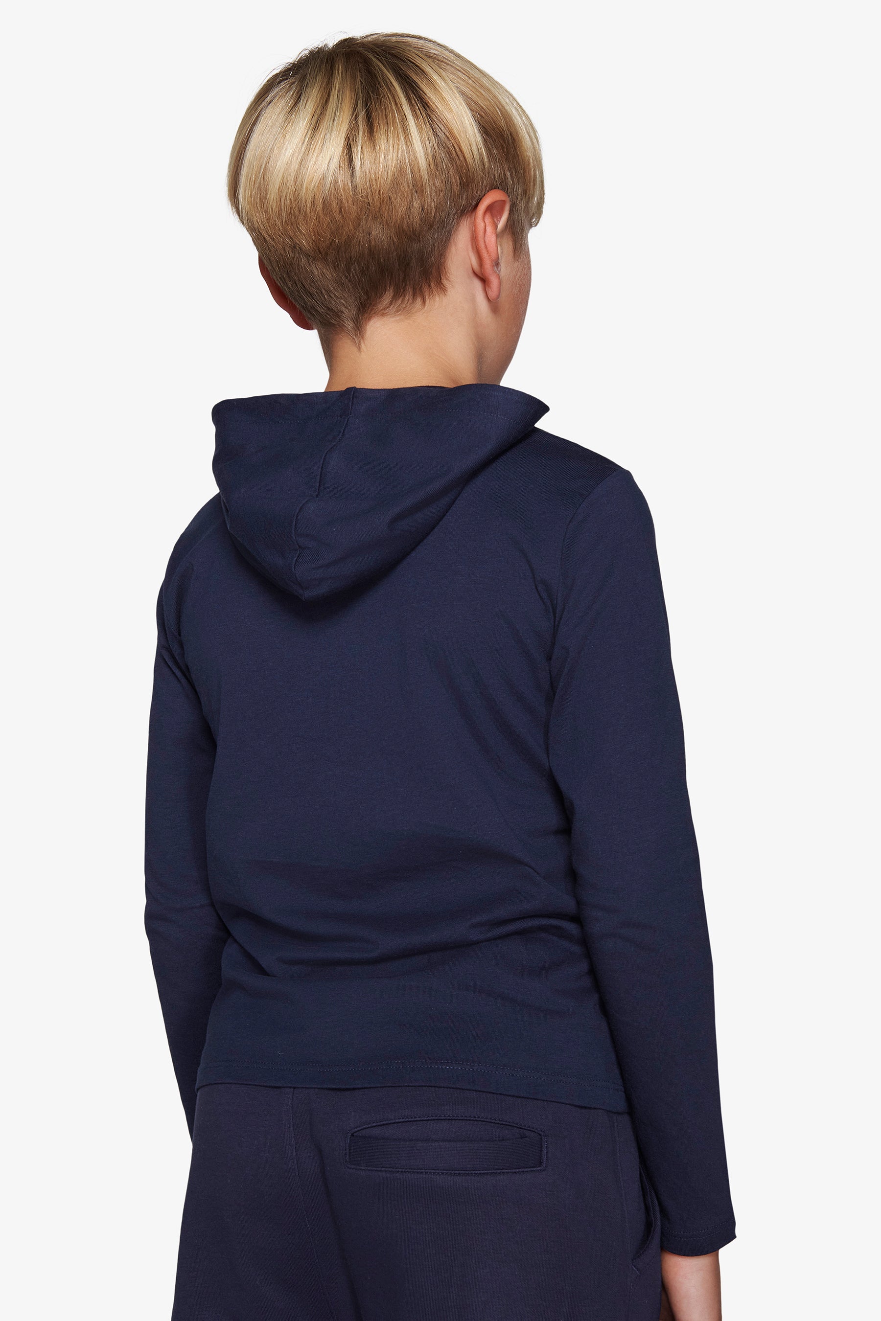 Sweat à capuche en jersey brodé bleu Kids