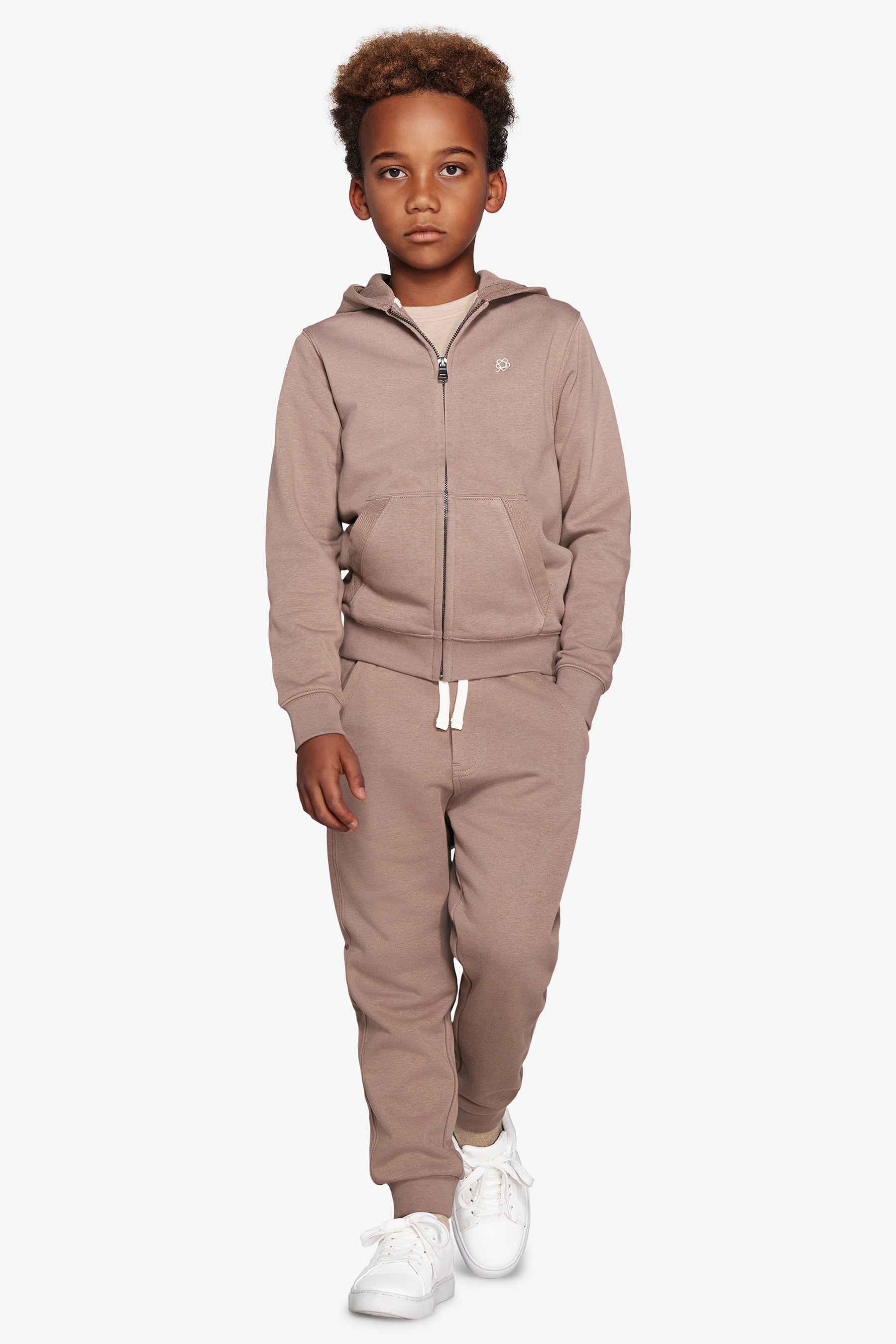 Felpa full zip basic tortora Kids