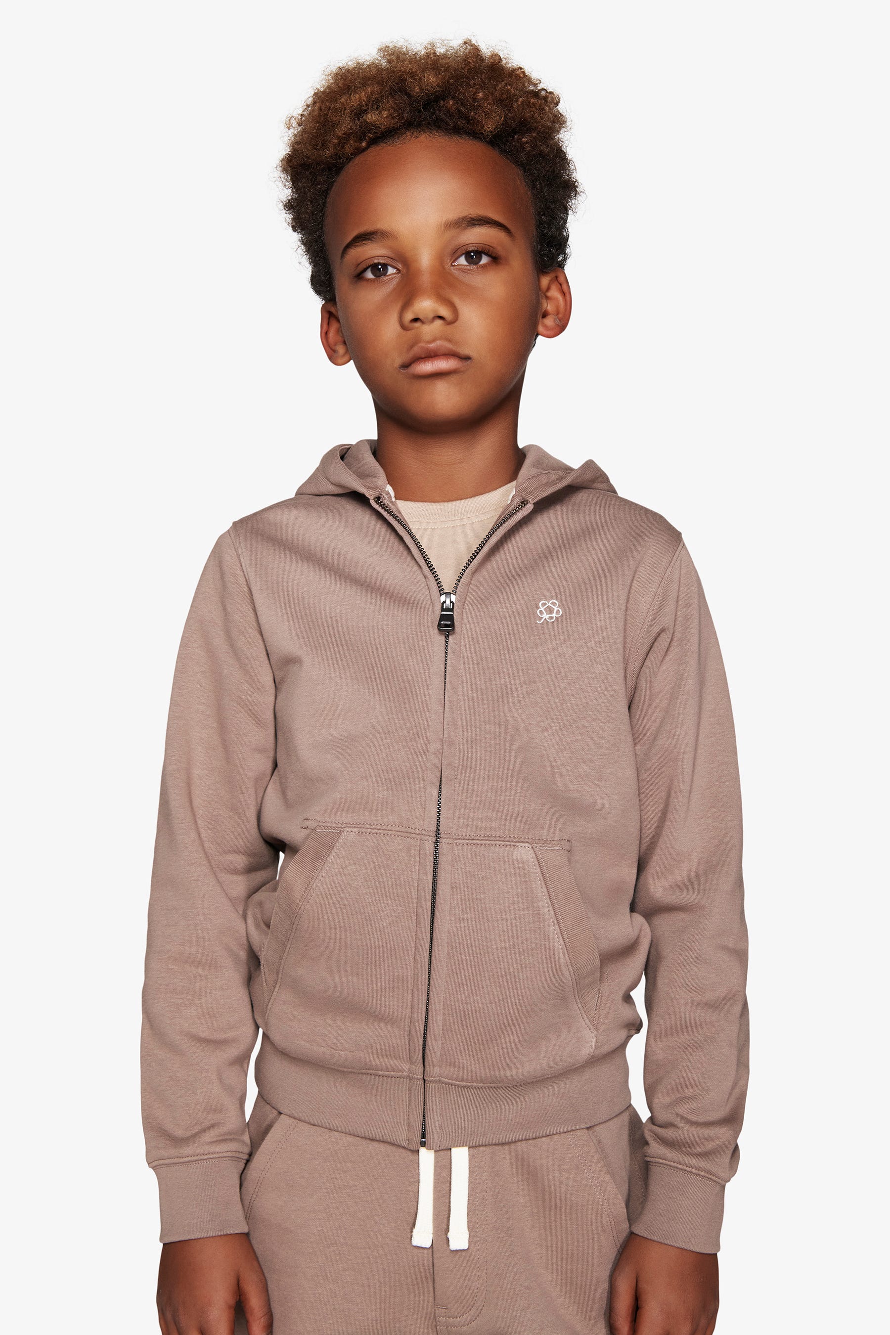 Felpa full zip basic tortora Kids-Dan John