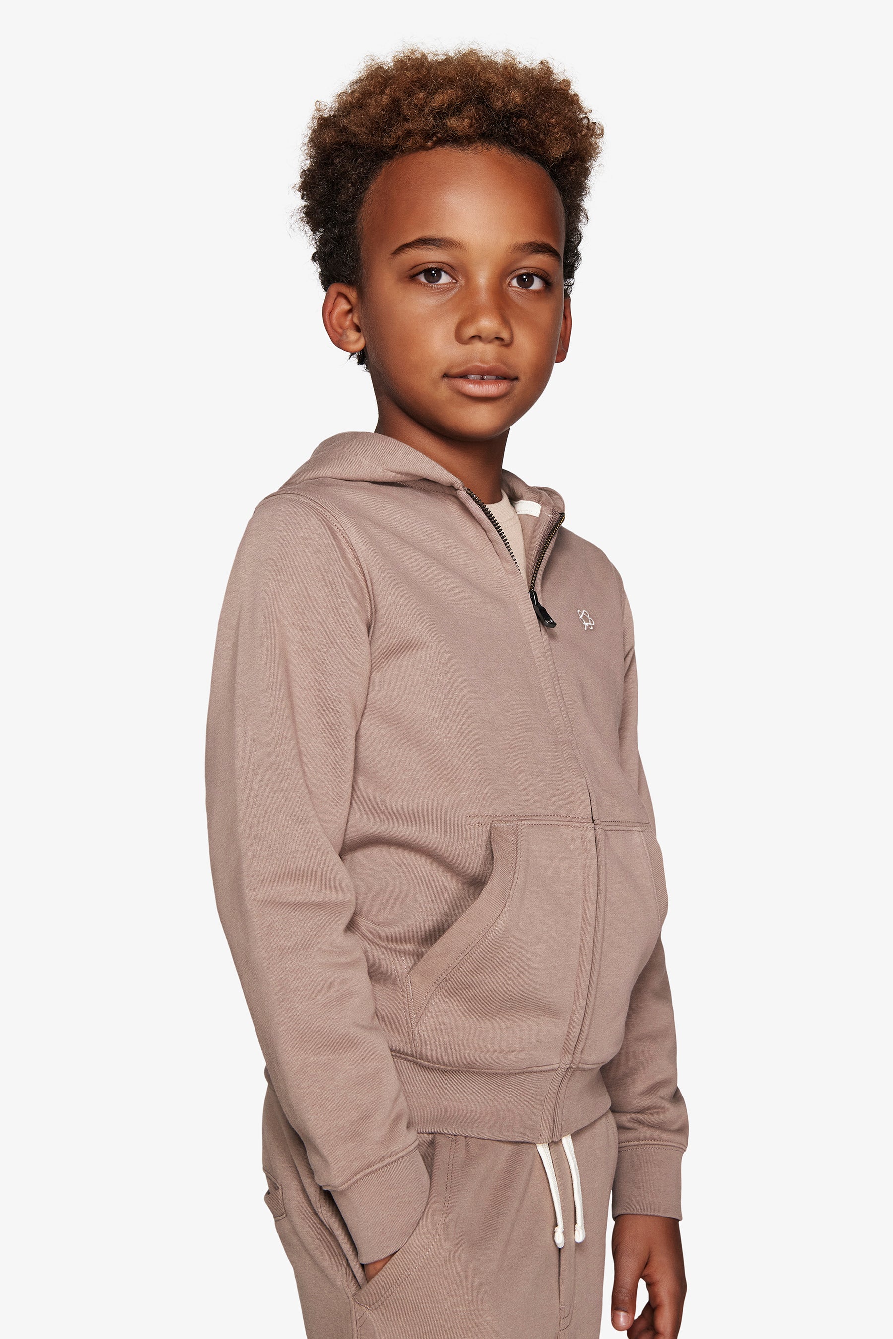 Felpa full zip basic tortora Kids
