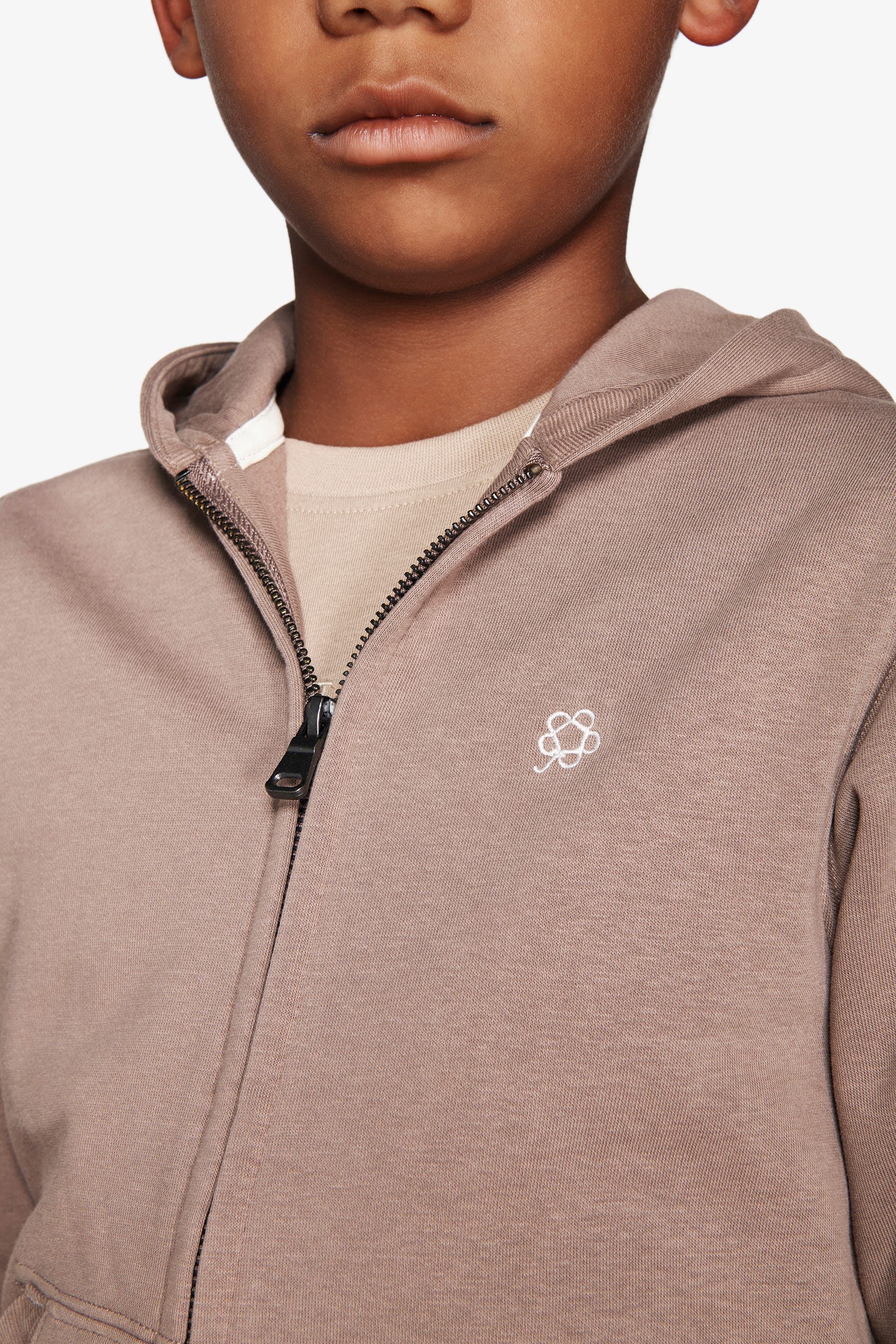 Felpa full zip basic tortora Kids-Dan John