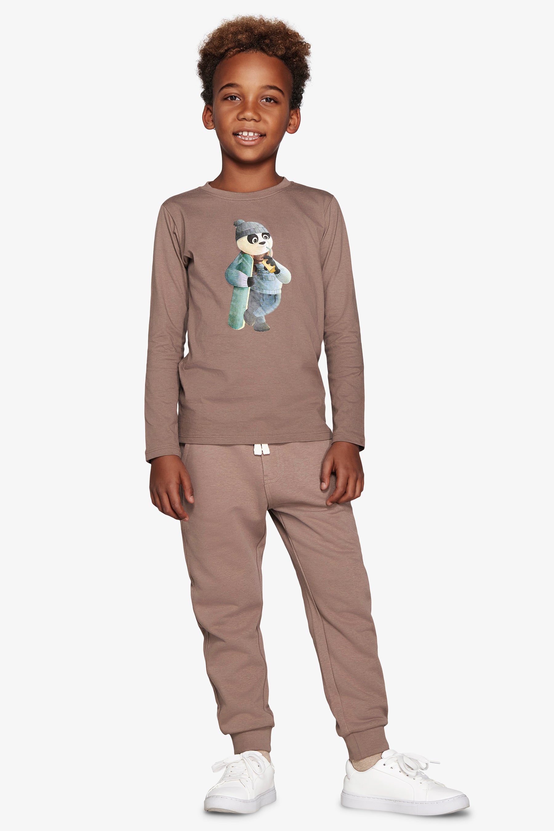 T-shirt con stampa frontale tortora Kids