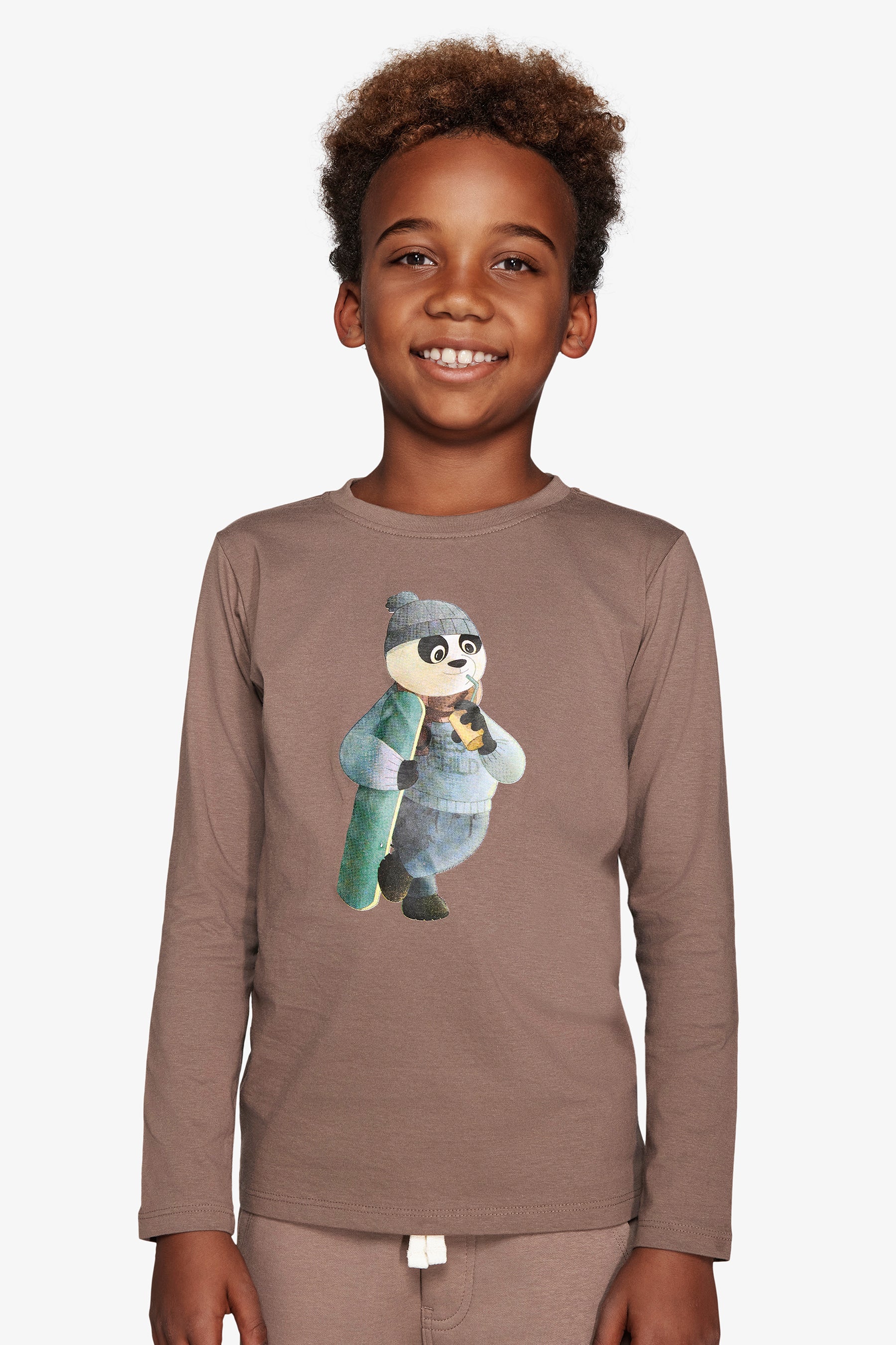 T-shirt con stampa frontale tortora Kids