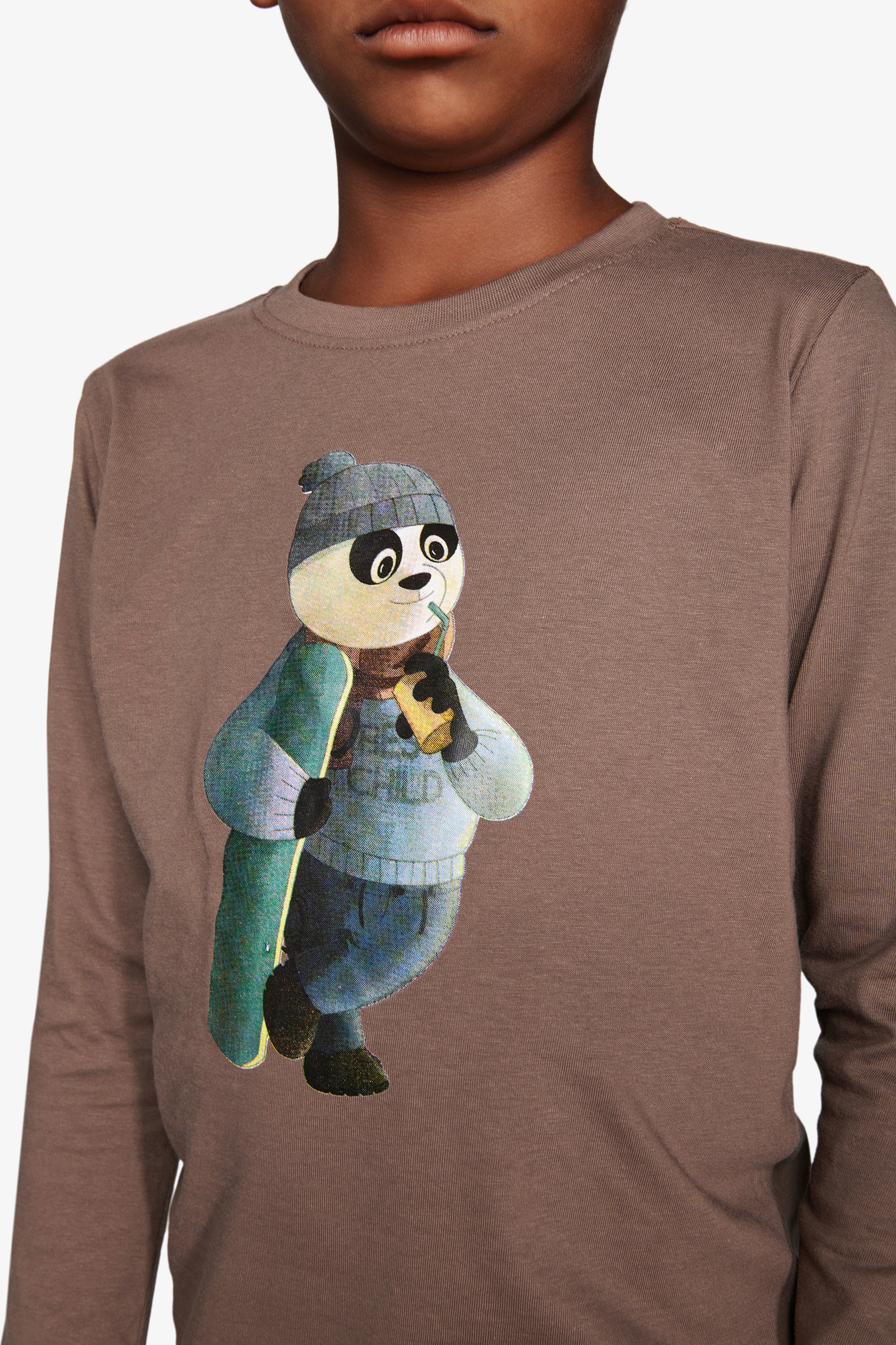 T-shirt con stampa frontale tortora Kids