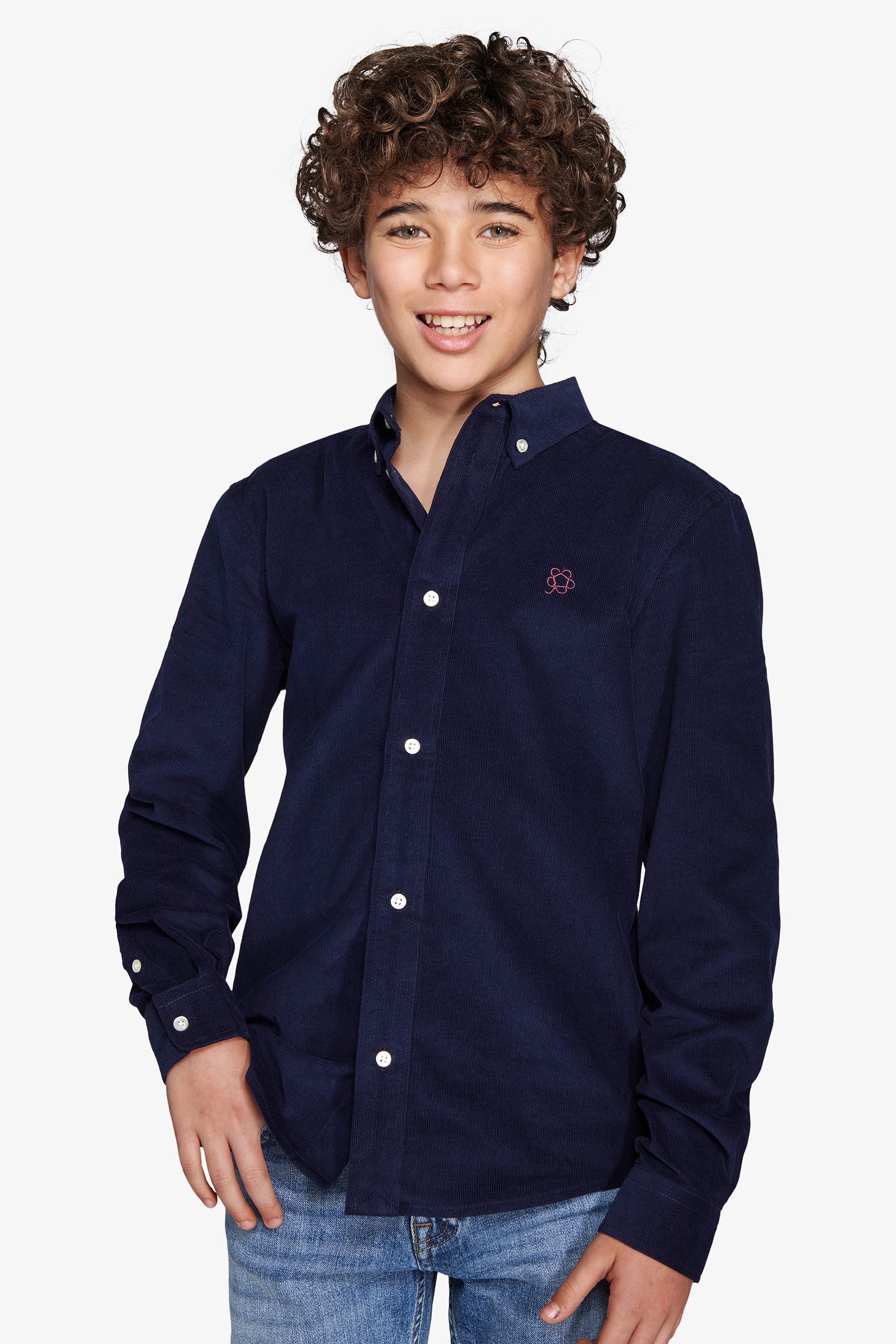 Camicia in velluto blu Kids-Dan John