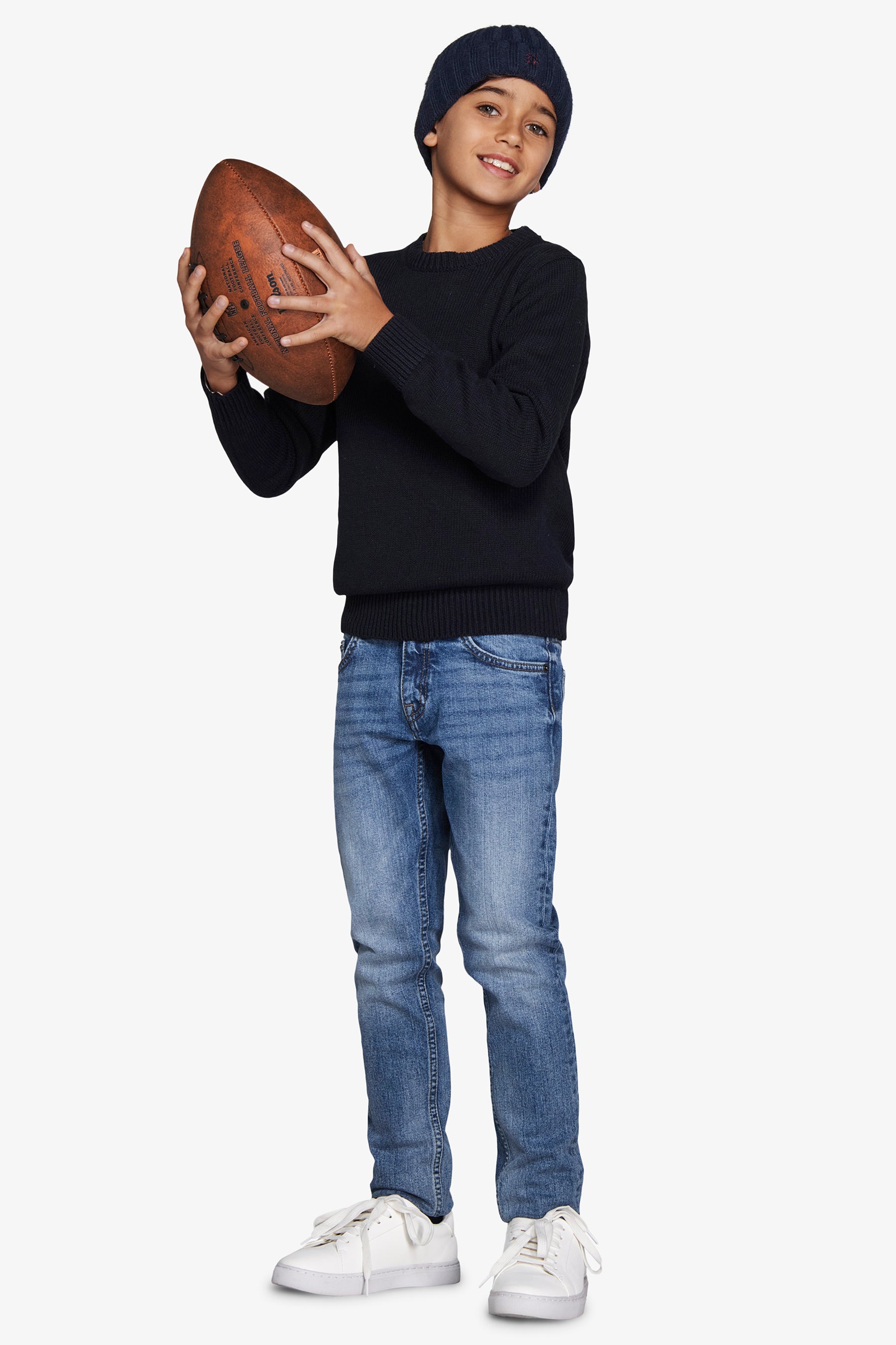 Maglia girocollo rasata blu Kids