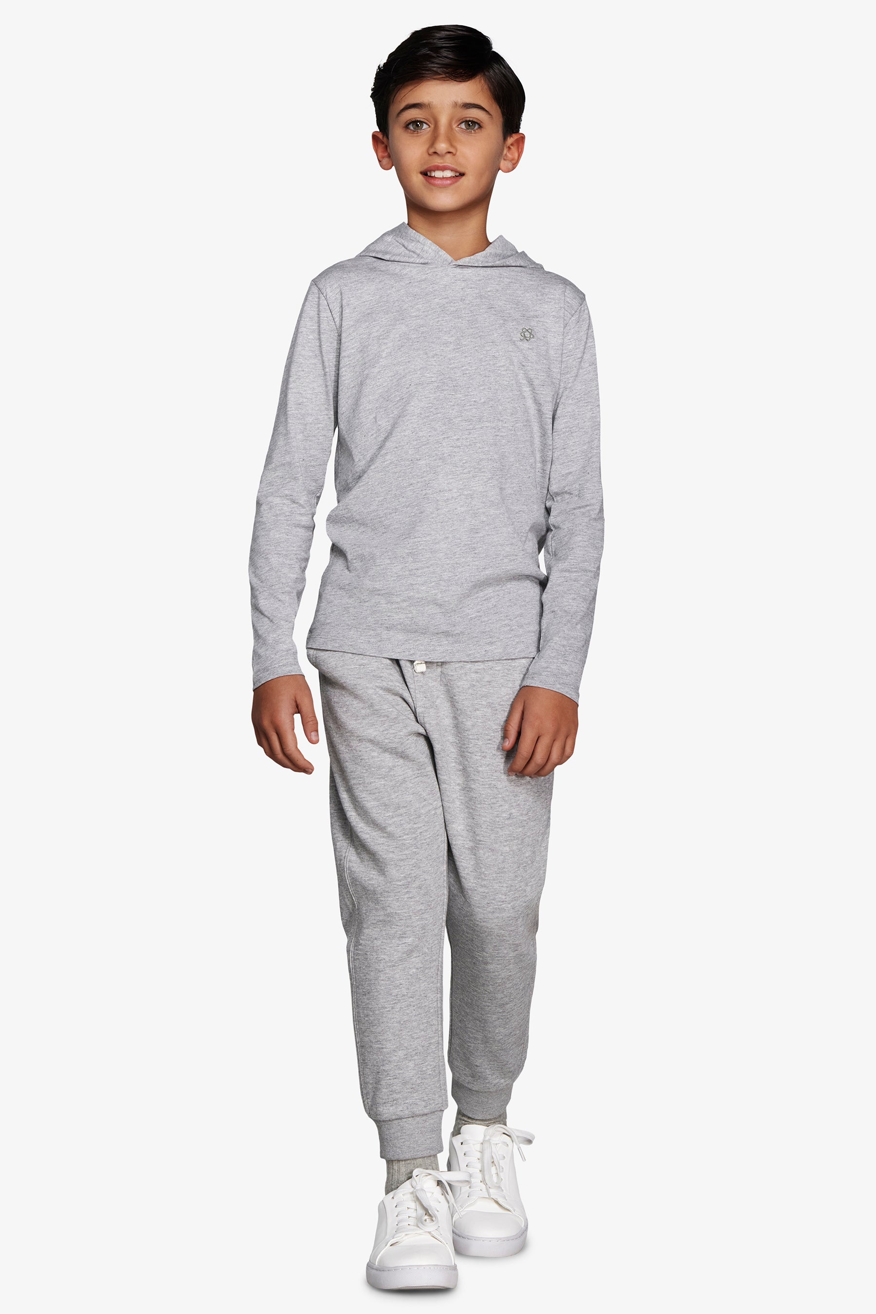 KIDS Light gray embroidered  jersey hoodie