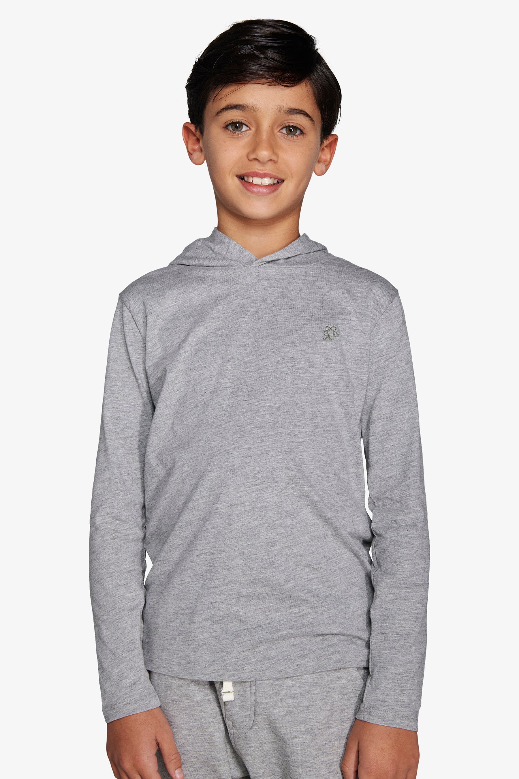 KIDS Light gray embroidered  jersey hoodie