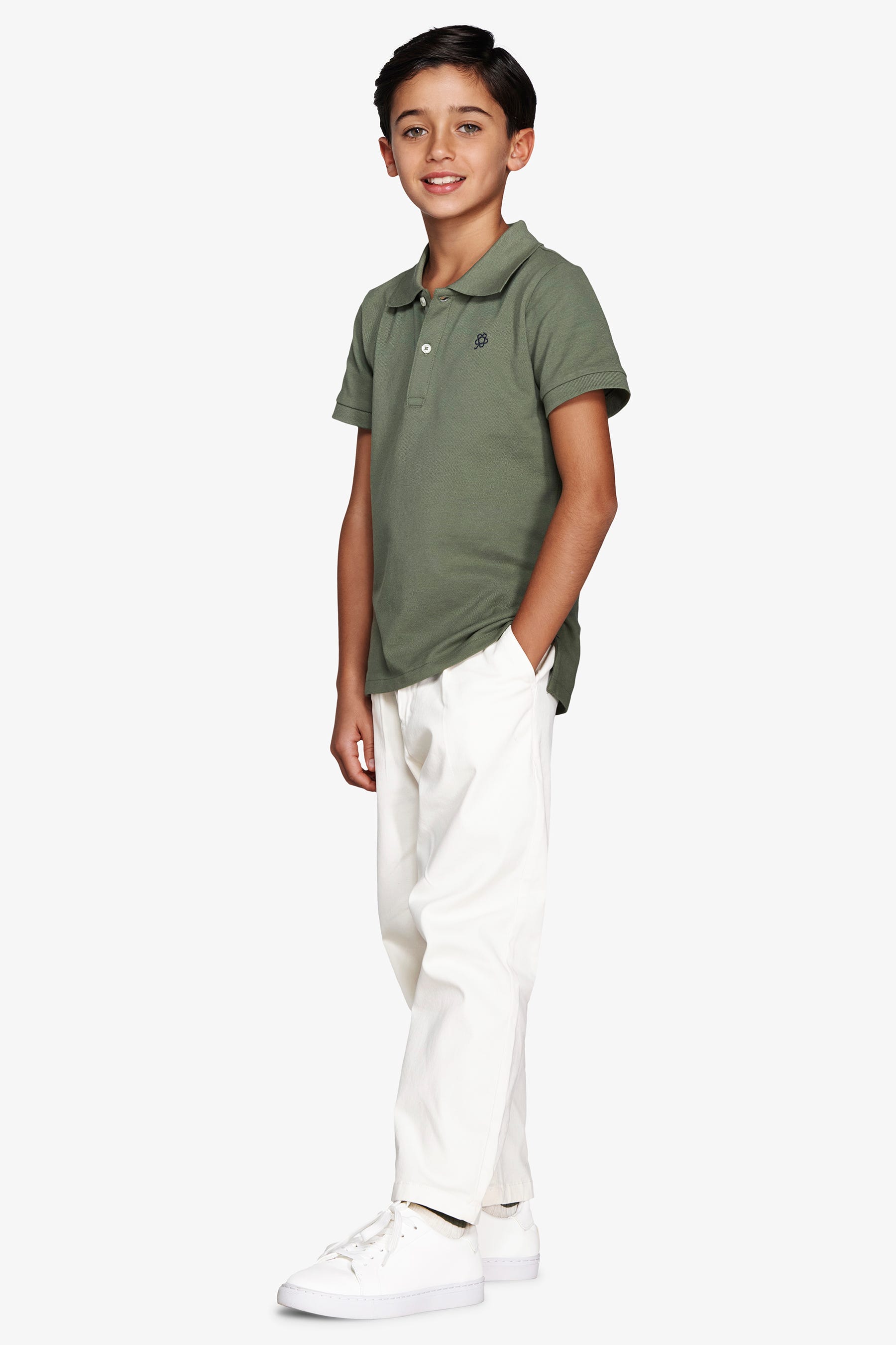 Polo con ricamo verde Kids-Dan John