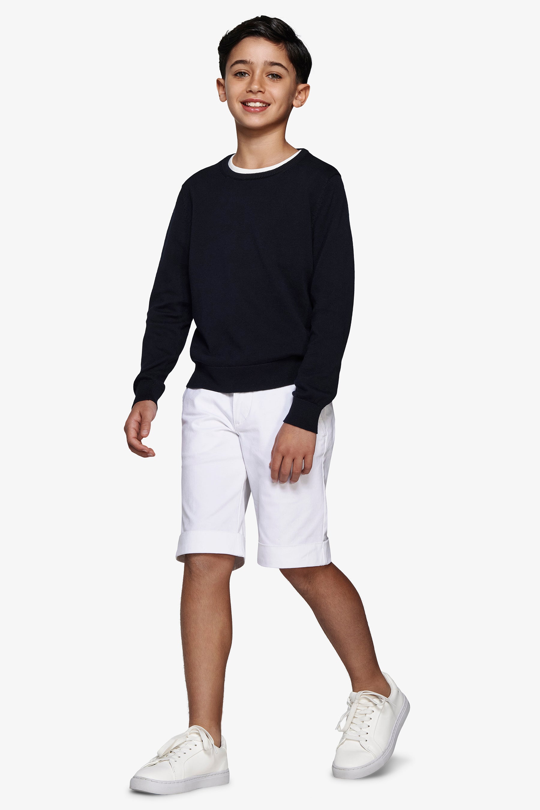 KIDS Blue brushed cotton crewneck sweater