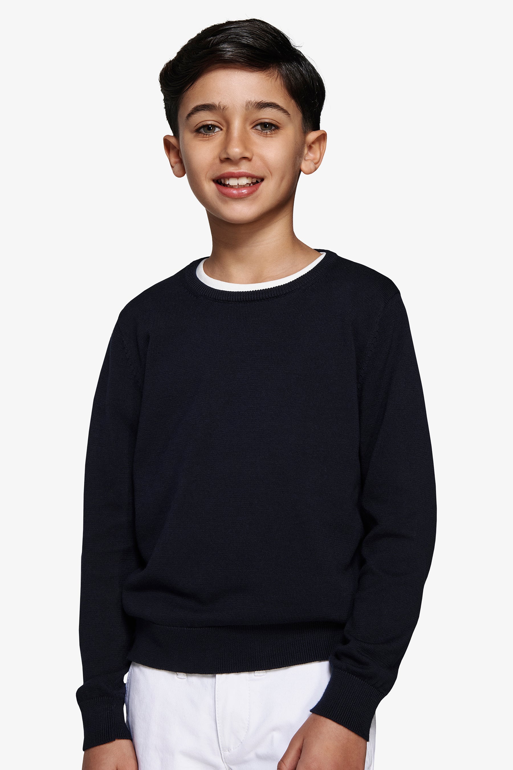 Jersey de cuello redondo algodón rasurado azul Kids