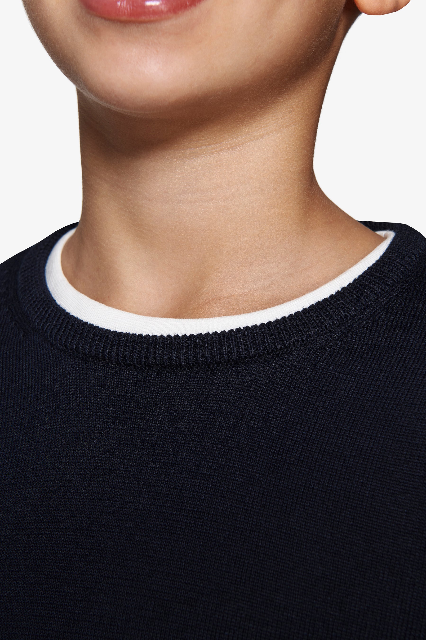 Jersey de cuello redondo algodón rasurado azul Kids