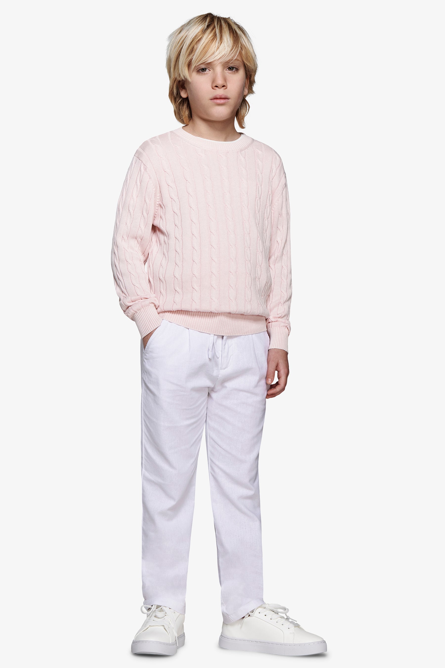 Maglia girocollo treccia rosa Kids