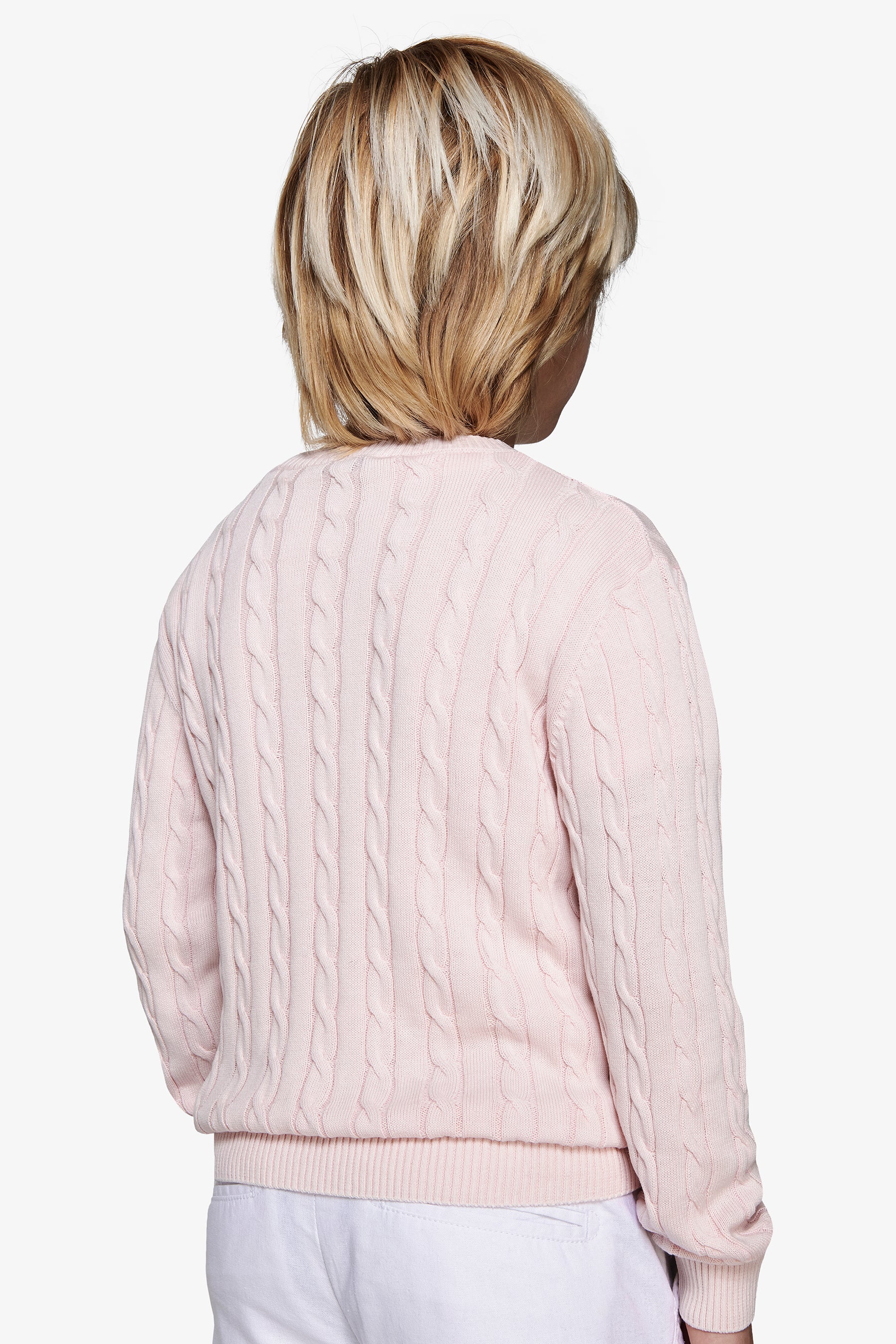 Maglia girocollo treccia rosa Kids